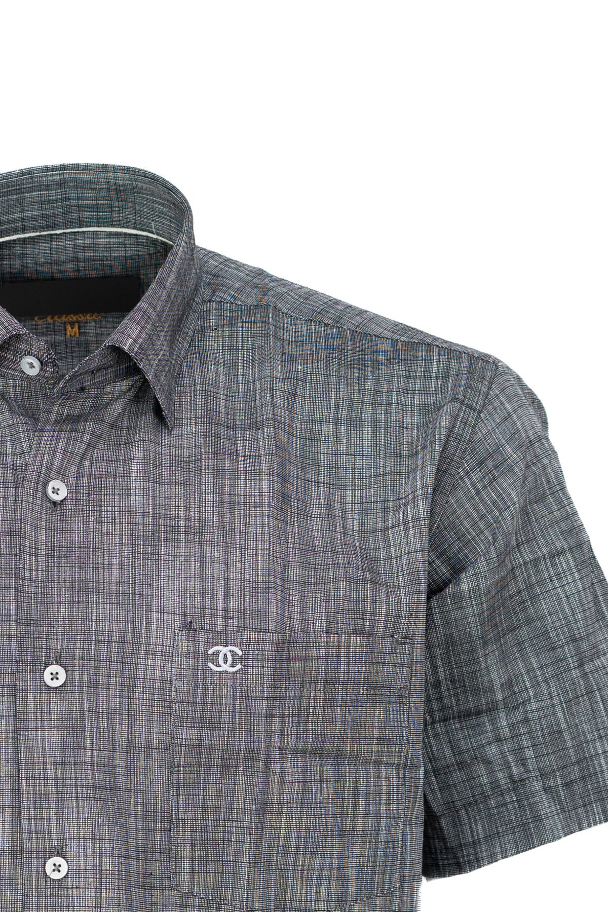 Erkek Kısa Kollu Gömlek %100 Premium Pamuk Kumaş Kısa Kol Cepli Rahat Yakası içten Düğmeli