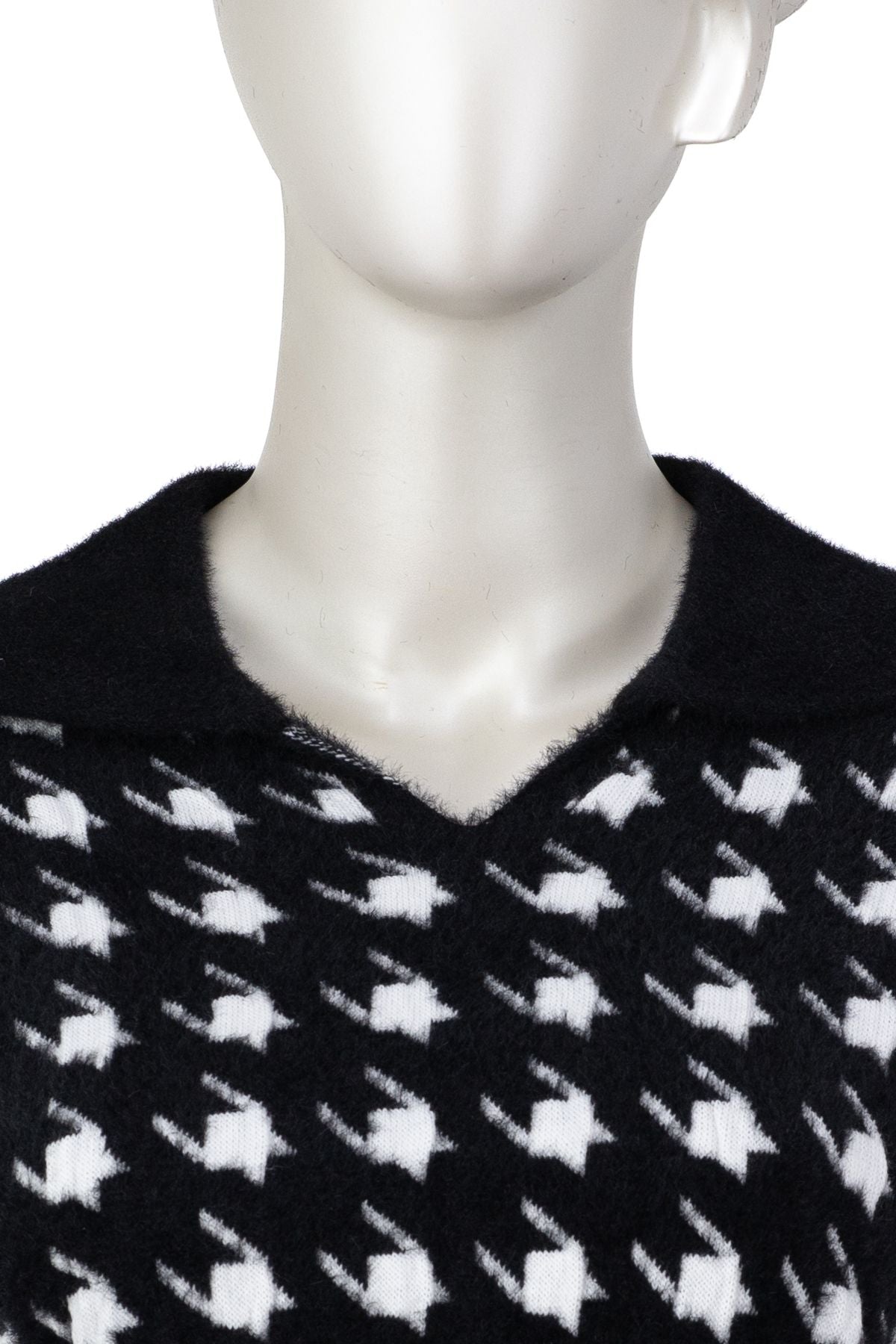 Kadın Kışlık Gömlek Yaka Normal Kesim Likralı Tüylü Dokuma Triko Moda Kazak