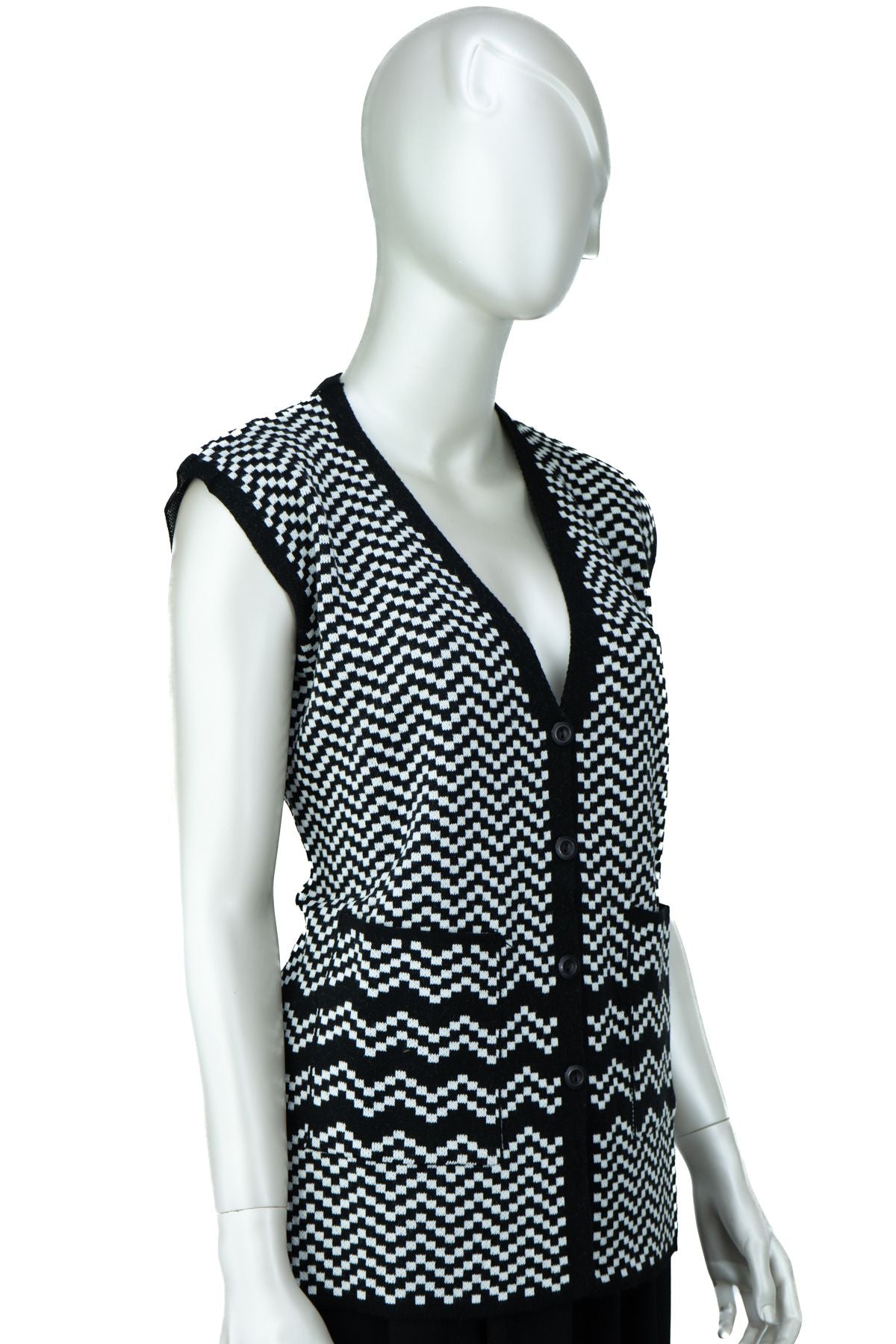 Kadın Kışlık Anne Yelek Pamuklu Triko Örme Klasik Akasya Motifli Önden Düğmeli Çift Cepli