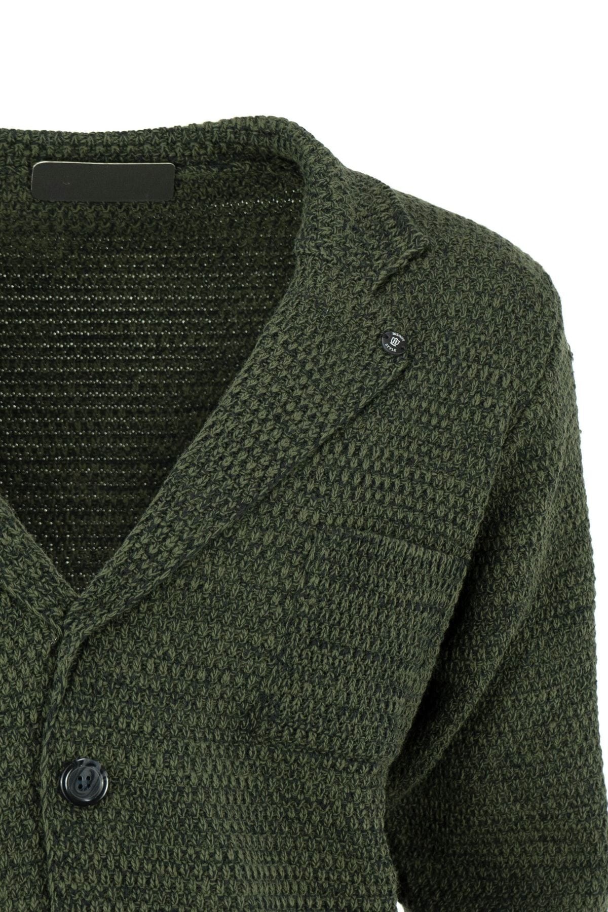 Erkek Mevsimlik V Yaka Önü Düğmeli Armalı Uzunkol Cepli Likralı Pamuklu Dokuma Kotonel Hırka