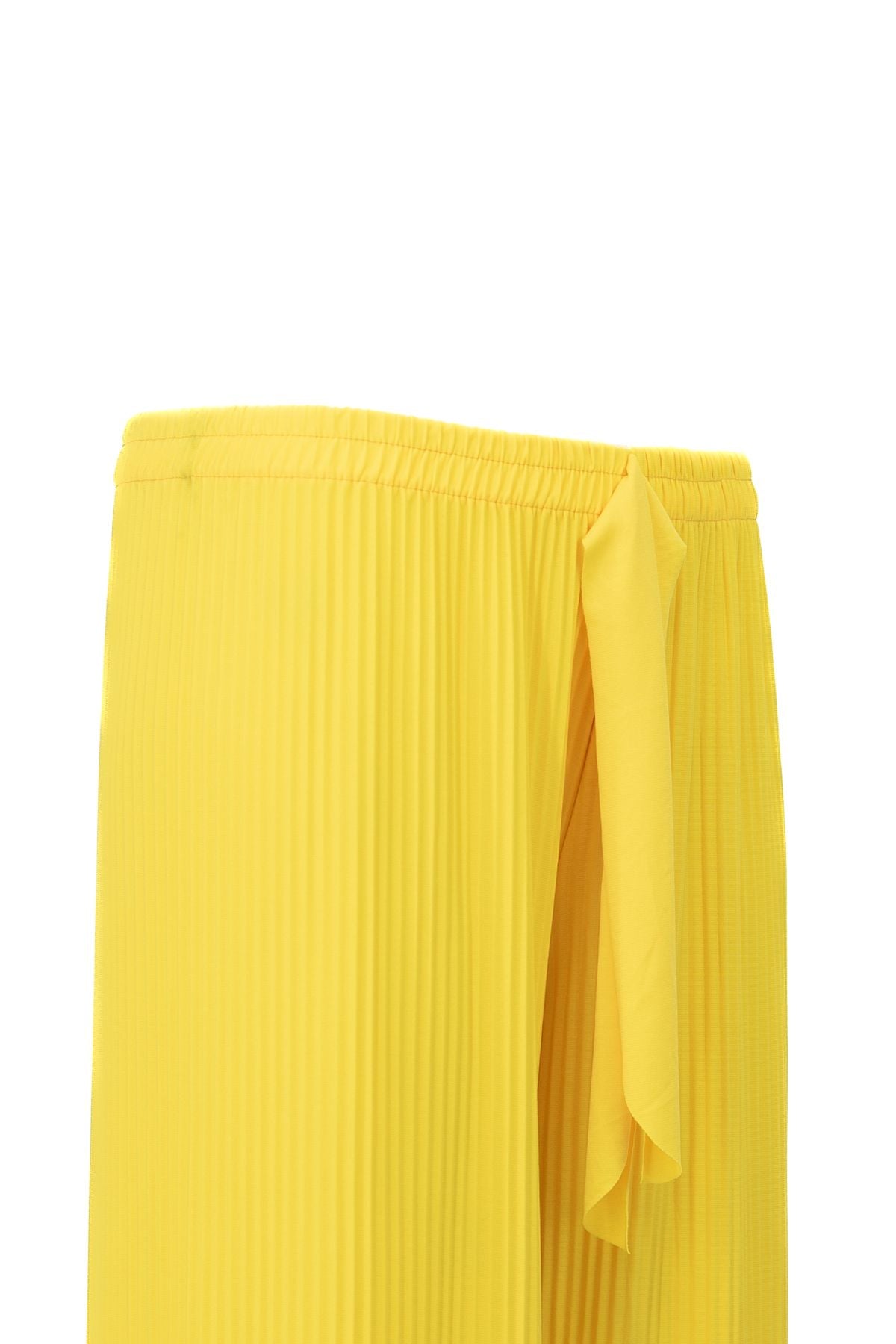 Kadın Likralı Viskon Sandy Kumaş Pantolon Magnolya Beli Lastikli Piliseli Kumaş Detaylı