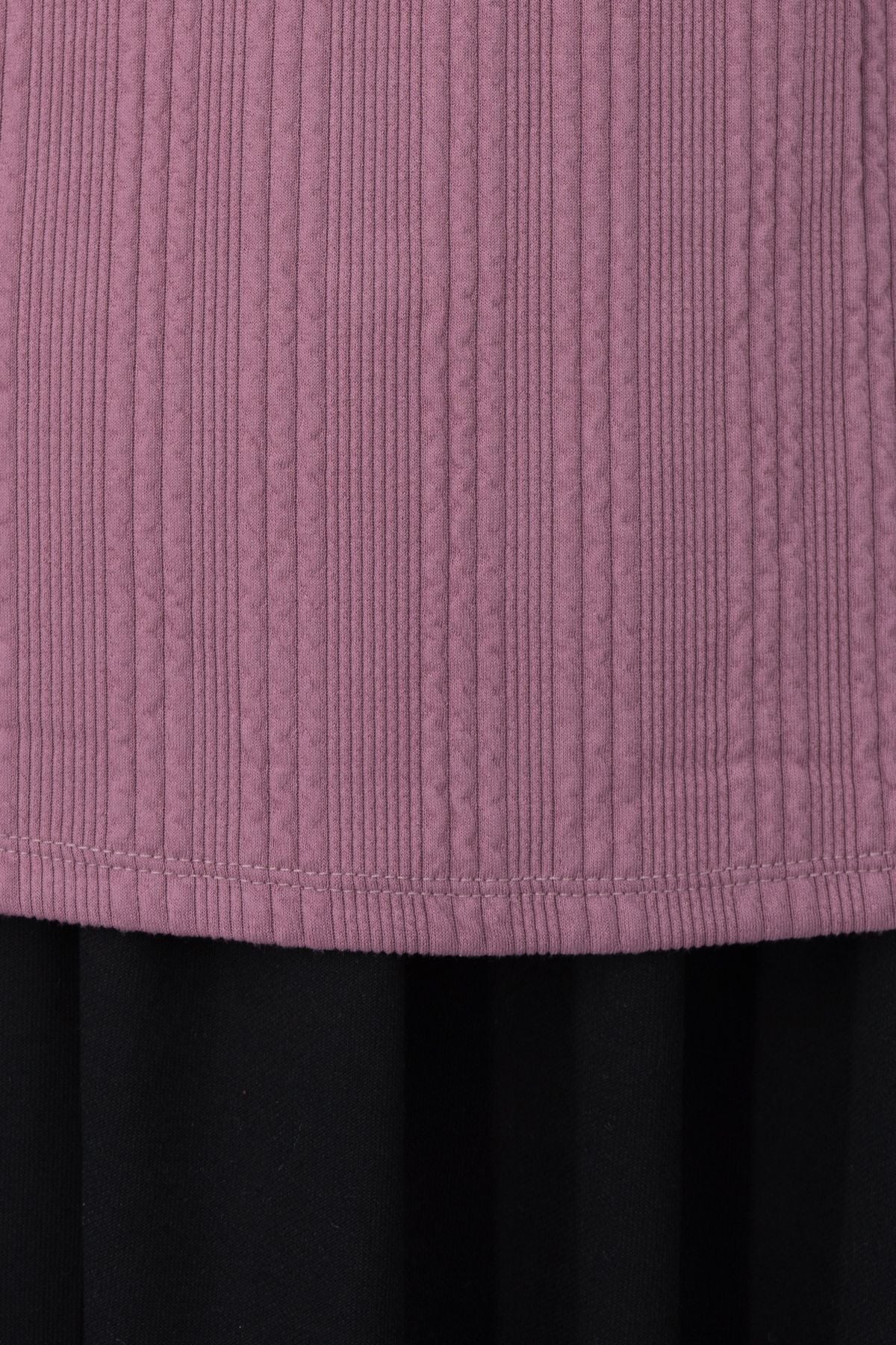 Kadın Kışlık Badi Bluz Gofre Kumaş Kendinden Desenli Likralı Yuvarlak Yaka Uzun Kollu Rahat