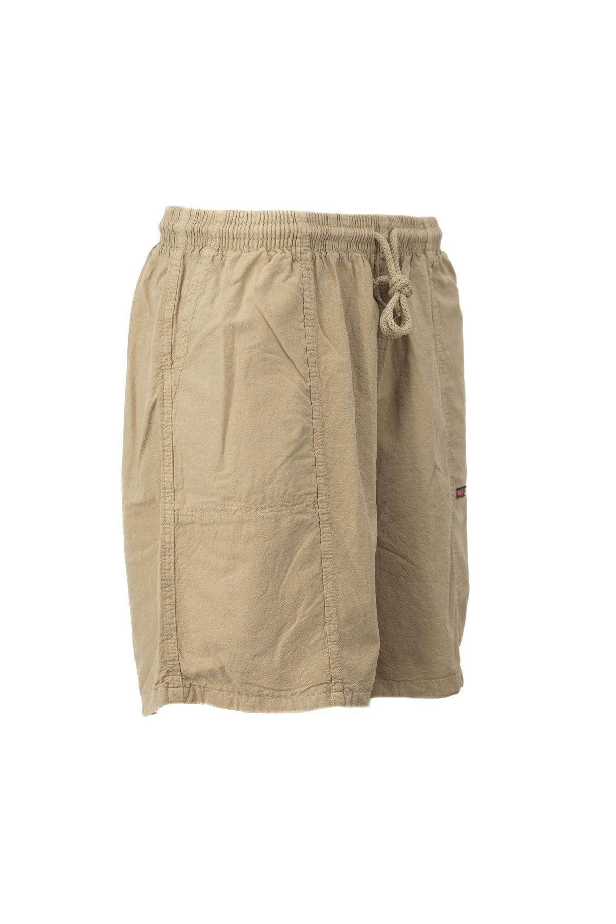 Erkek %100 Saf Pamuk Kumaş Bermuda Şort Düz Paça Cepli Beli Bağcıklı Rahat Tam Kalıp