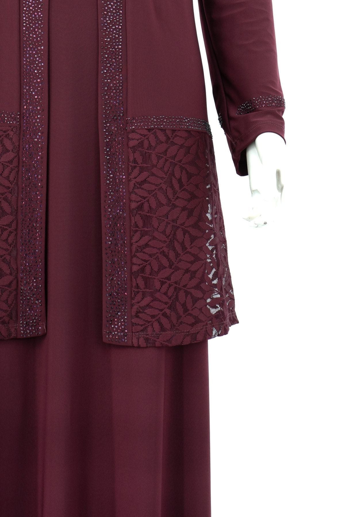 Kadın Elmas Kolyeli Yaka Tam Kalıp Likralı Sandy Kumaş Yelekli Takım Anne Abiye Elbise