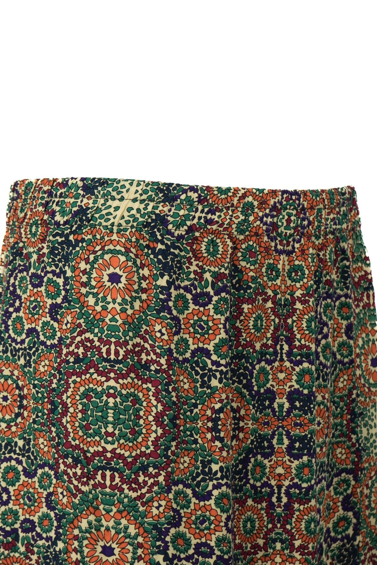 Kadın Anne Parçalı Etek Dokuma Viskon Kumaş Pastelim Çiçeği Desenli Rahat Kesim Tam Kalıp