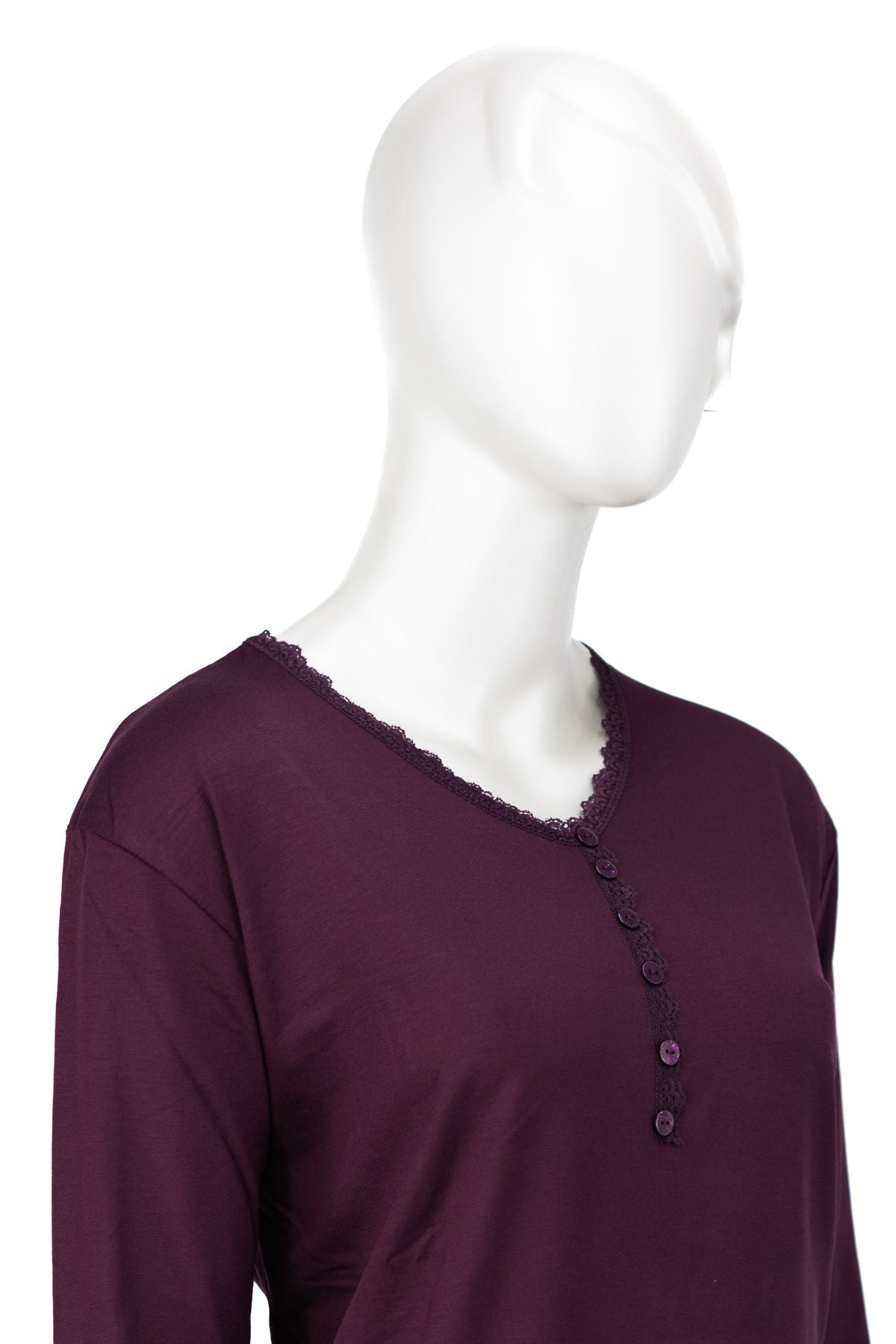 Kadın Turlu Viskon Penye Kumaş Anne Bluz Şık Fırfırlı V Yaka Normal Kesim Tam Kalıp Likralı