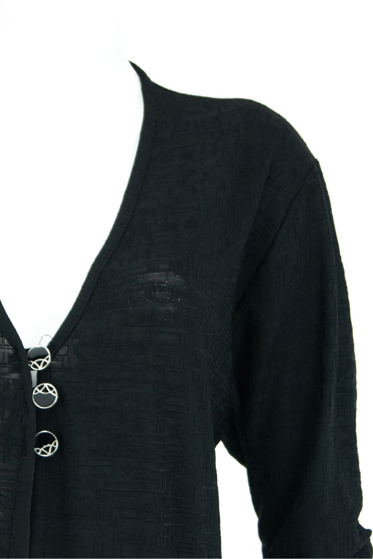 Kadın Düğmeli Cepli V Yaka Rahat Kesim Tam Kalıp Likralı Krinkle Viskon Kumaş Anne Hırka