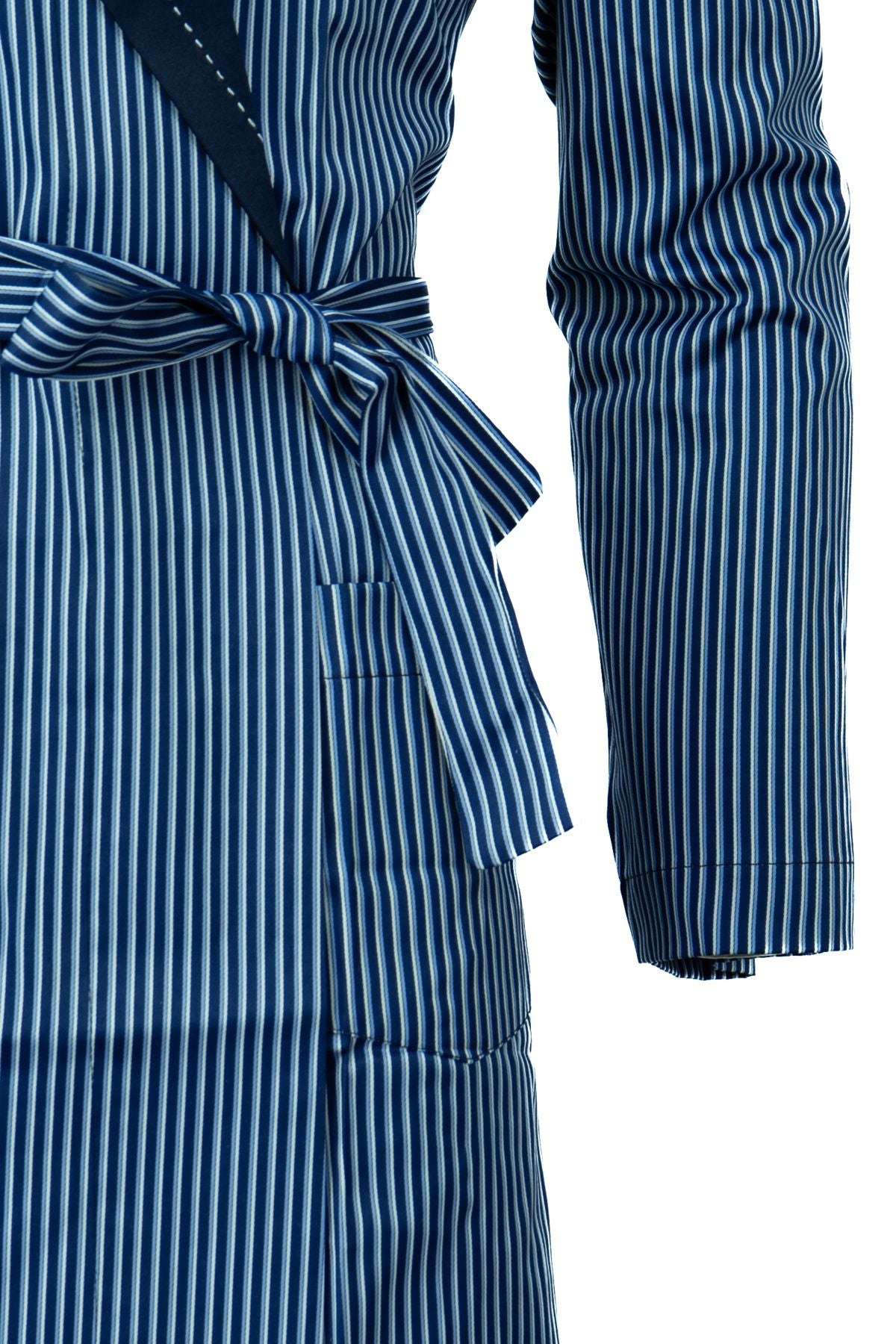 Erkek Klasik Model Röpteşambır Premium Saten Örme Cepli Klasik Rob Beli Kuşaklı Cepli