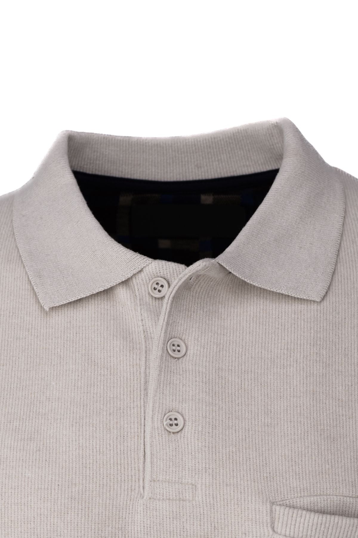 Erkek Kışlık Polo Yaka Kazak Pamuklu Örme Şardonlu Selanik Düğmeli Cepli Rahat Tam Kalıp