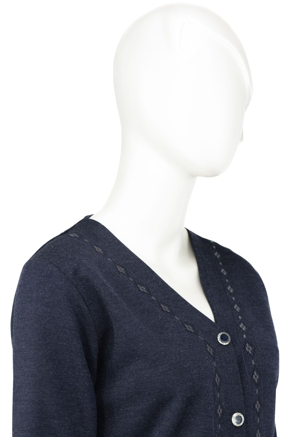 Kadın Kışlık Anne Hırka Modern Çiçek Nakışlı Ecrin Örme Önü Düğmeli Çift Cepli Likralı