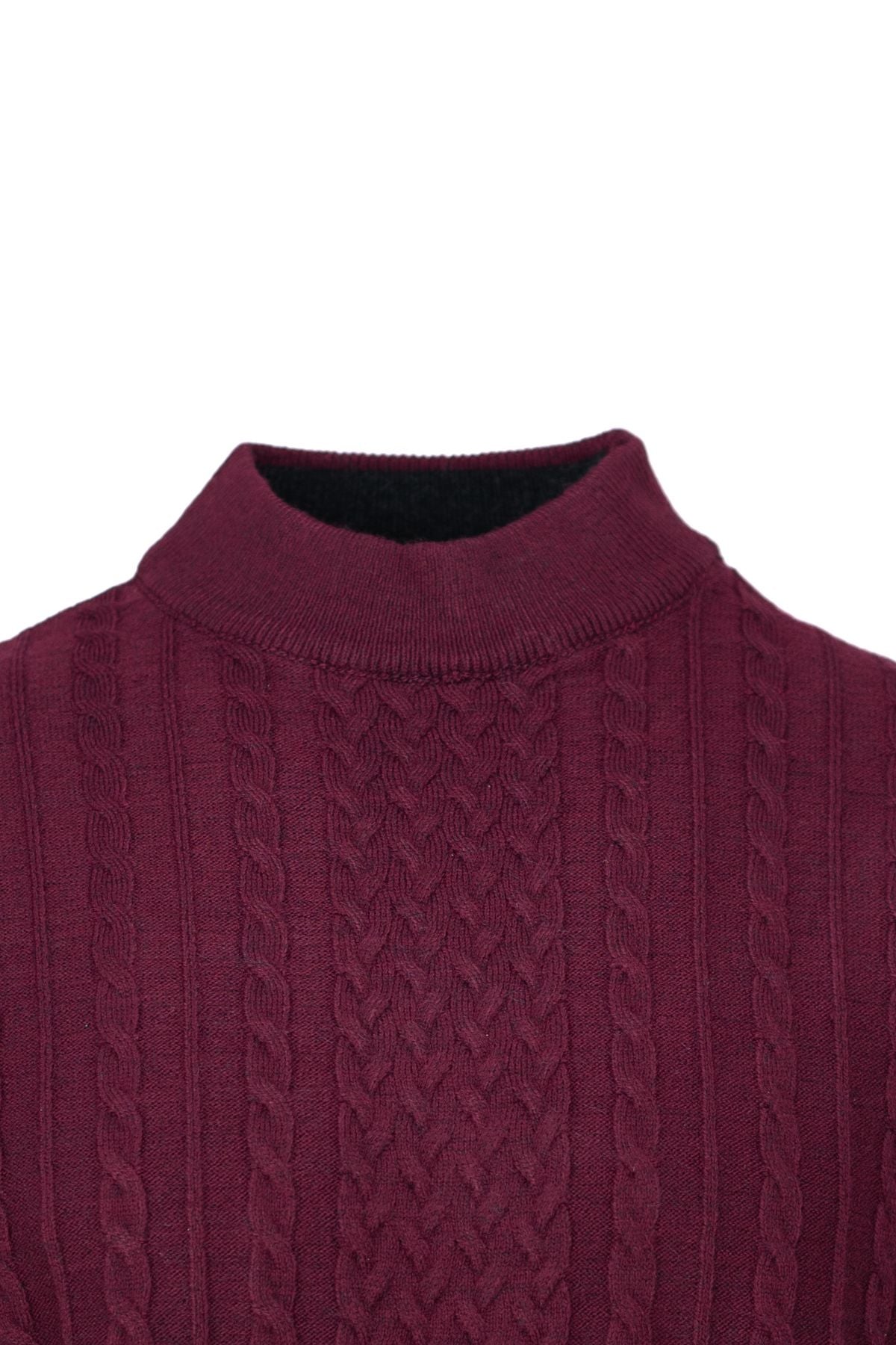 Erkek Kışlık Desenli Yarım Balıkçı Yaka Likralı Tam Kalıp Kalın Premium Yünlü Dokuma Kazak