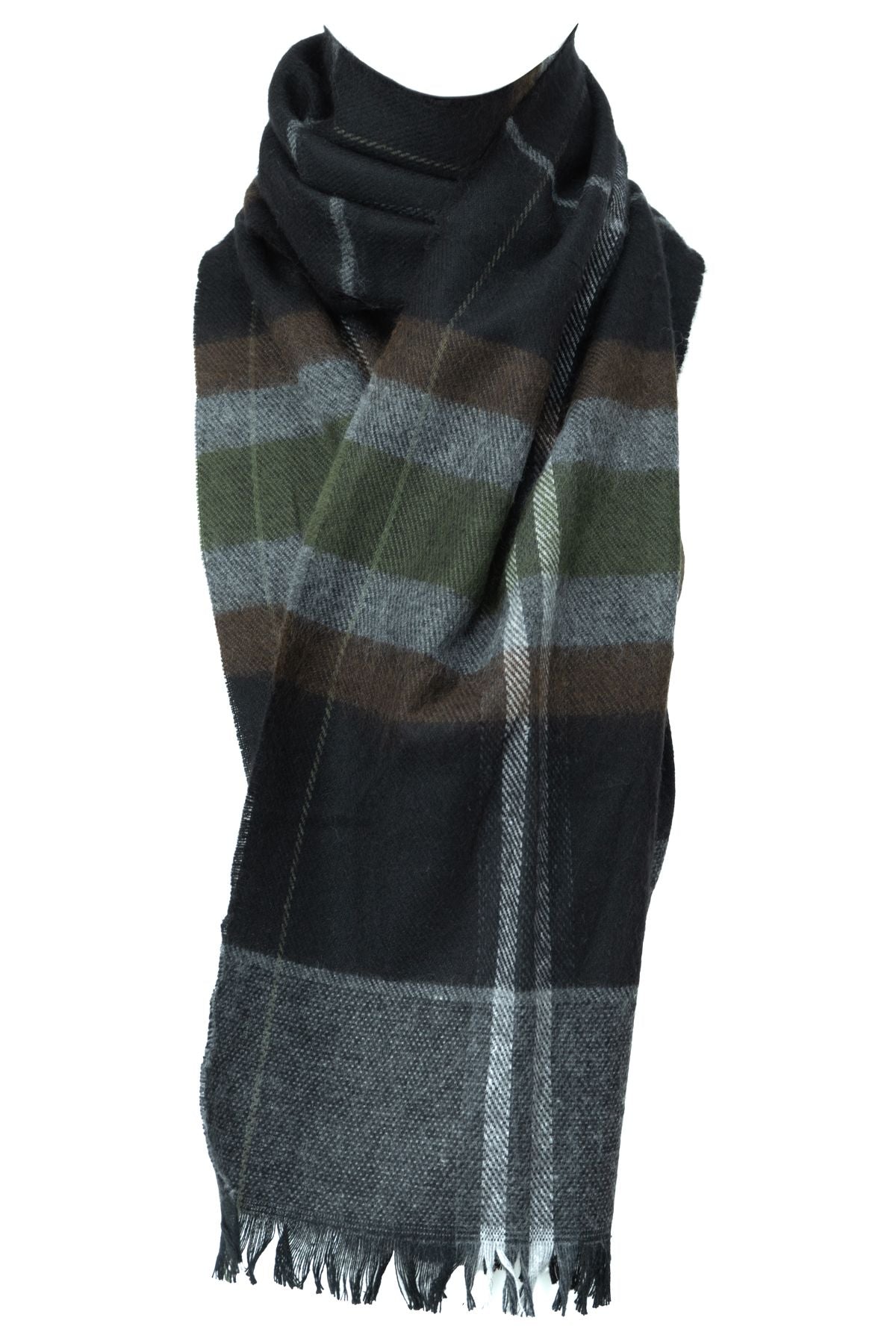 Erkek Kışlık Atkı Kalın Pamuklu Triko Örme Ekose Desenli Sıcak Tutar Rüzgar Geçirmez Rahat