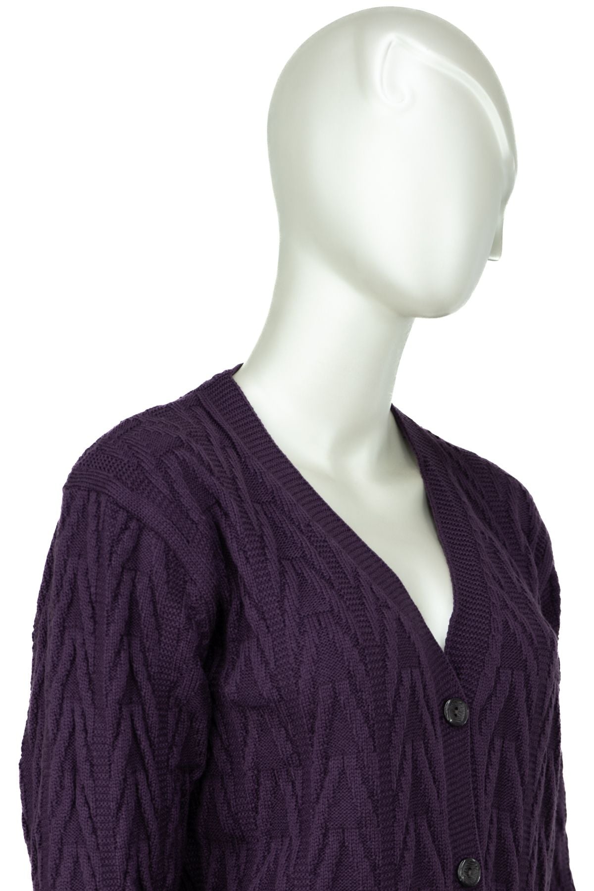 Kadın Kışlık Önden Düğmeli Uzun Kollu Çift Cepli Likralı Pamuklu Triko Dokuma Anne Hırka