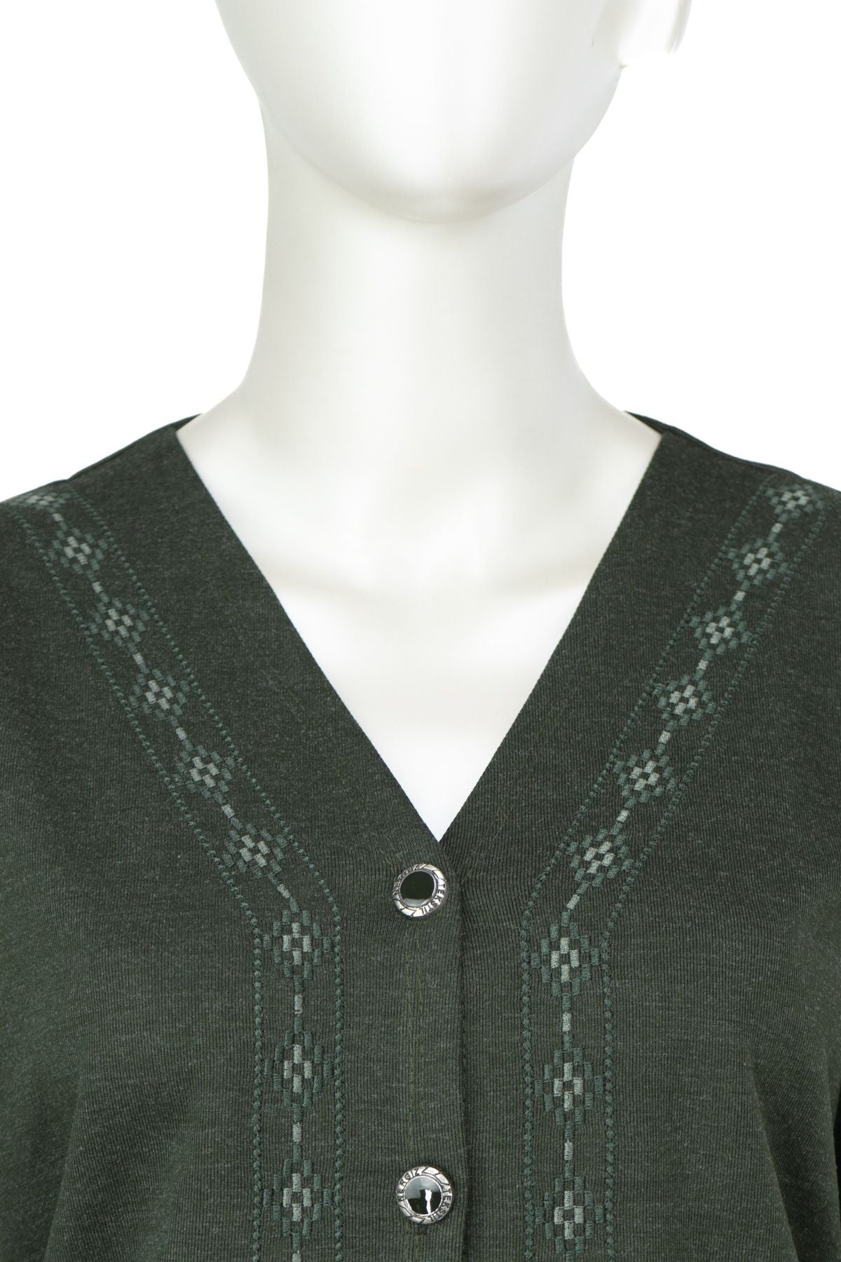 Kadın Kışlık Anne Hırka Modern Çiçek Nakışlı Ecrin Örme Önü Düğmeli Çift Cepli Likralı