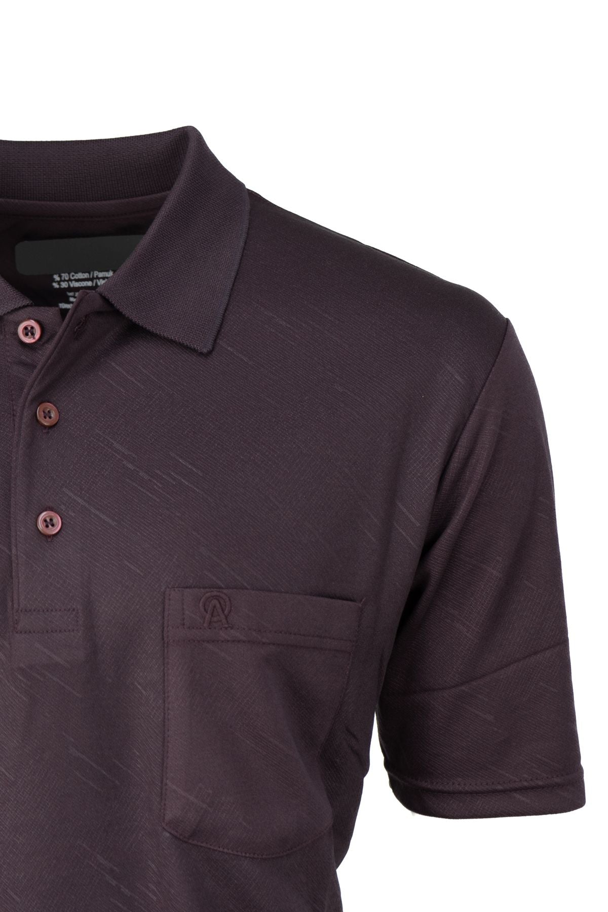 Erkek Pamuklu Merserize Kumaş T-Shirt Düğmeli Polo Yaka Cepli Kısa Kol Şık Desenli Tam Kalıp