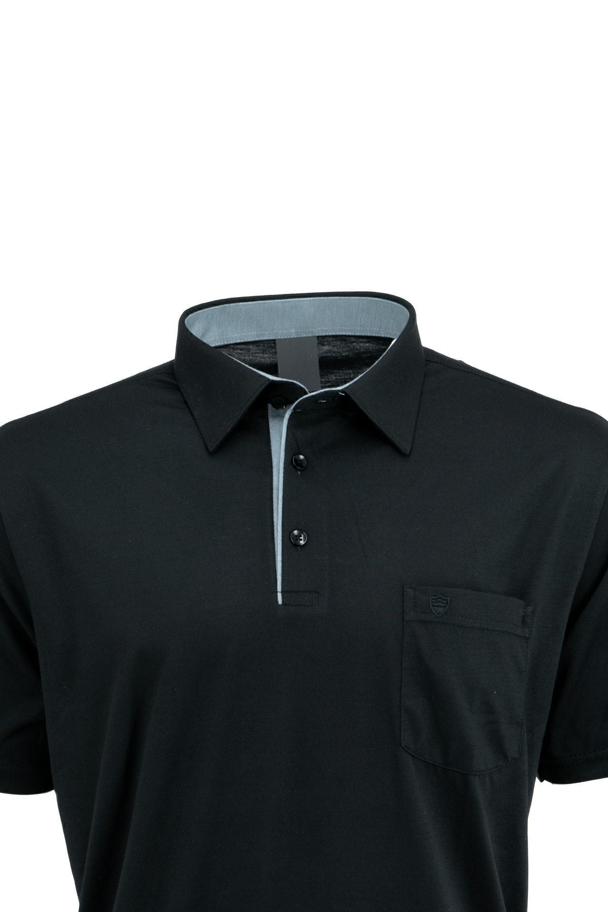Erkek Gömlek Yaka Cepli Kısa Kollu Normal Kesim Tam Kalıp Premium Pamuklu Kumaş T-shirt