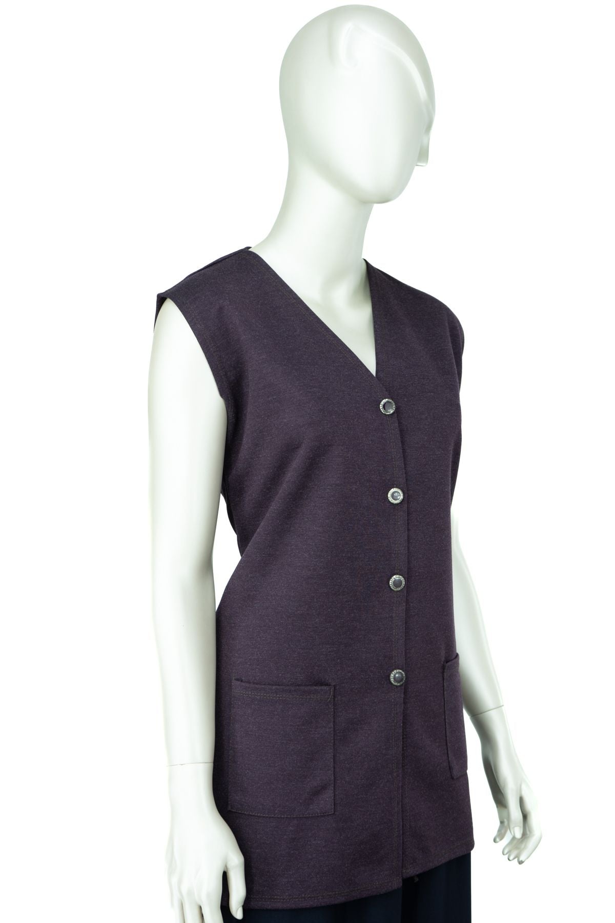 Kadın Kışlık Anne Yelek Modern Ecrin Örme Önü Düğmeli Çift Cepli Düz Renk Sahra Model