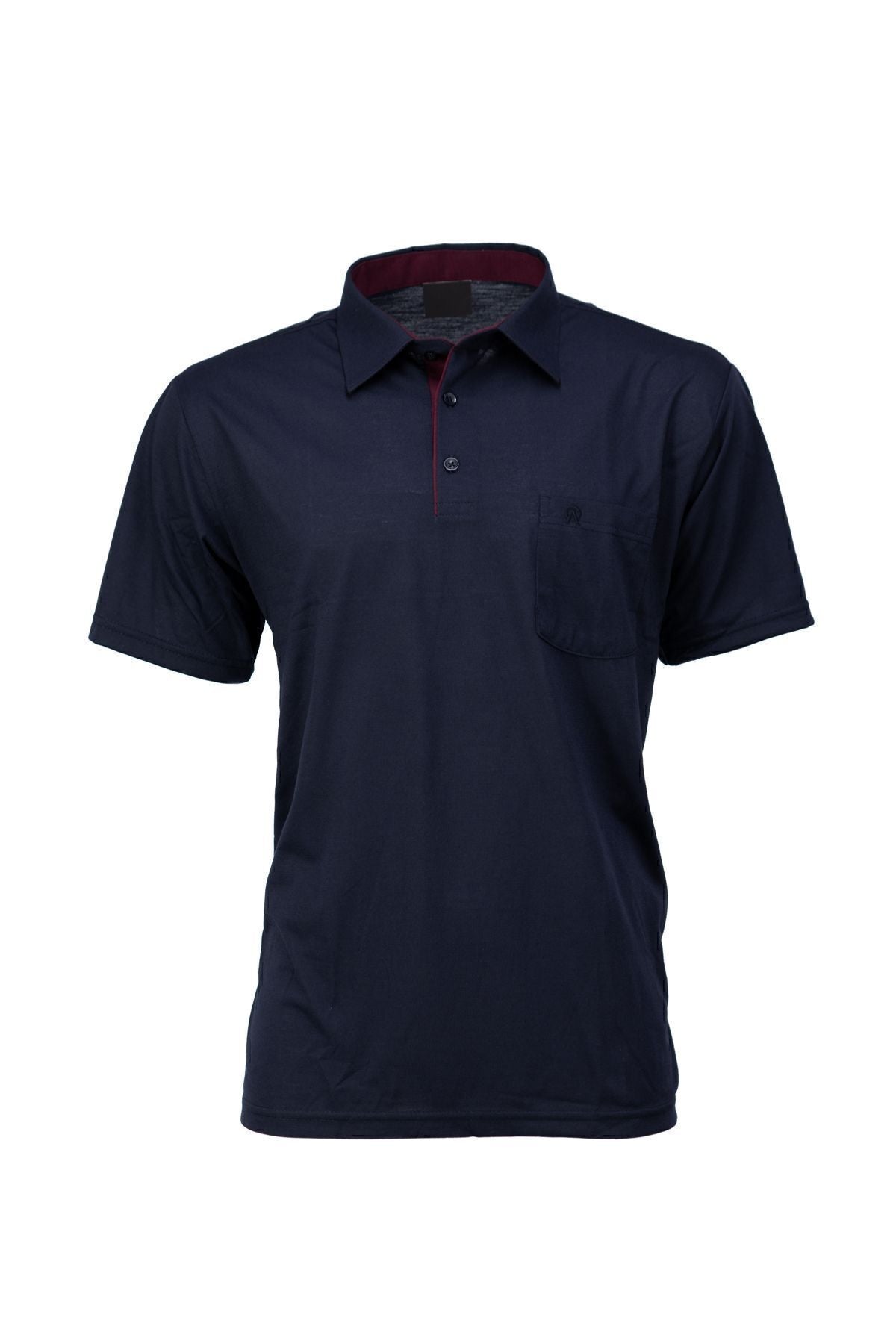 Erkek Gömlek Yaka Cepli Kısa Kollu Normal Kesim Tam Kalıp Premium Pamuklu Kumaş T-shirt