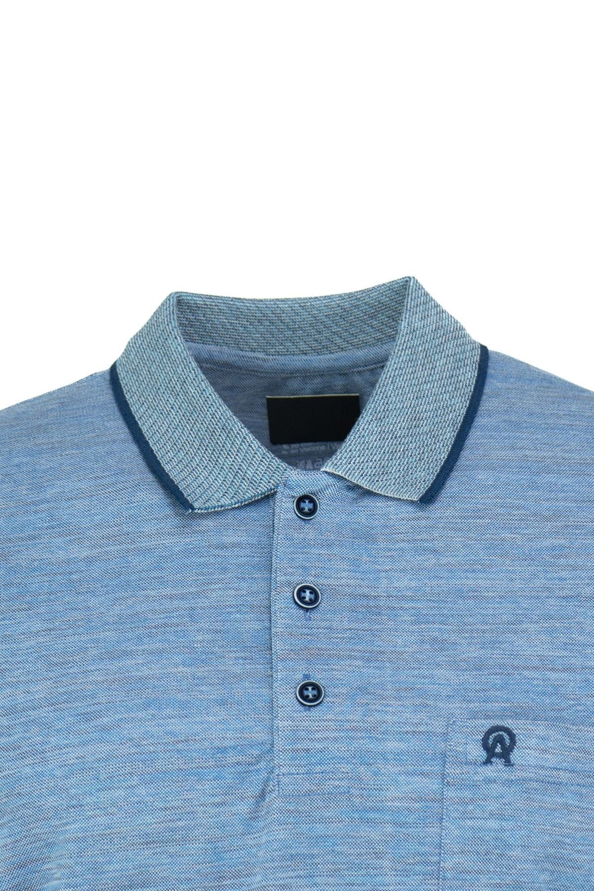 Erkek Polo Yaka Cepli Kısa Kol Puntolu Kırçıllı Desenli Tam Kalıp Pamuklu Kumaş T-shirt