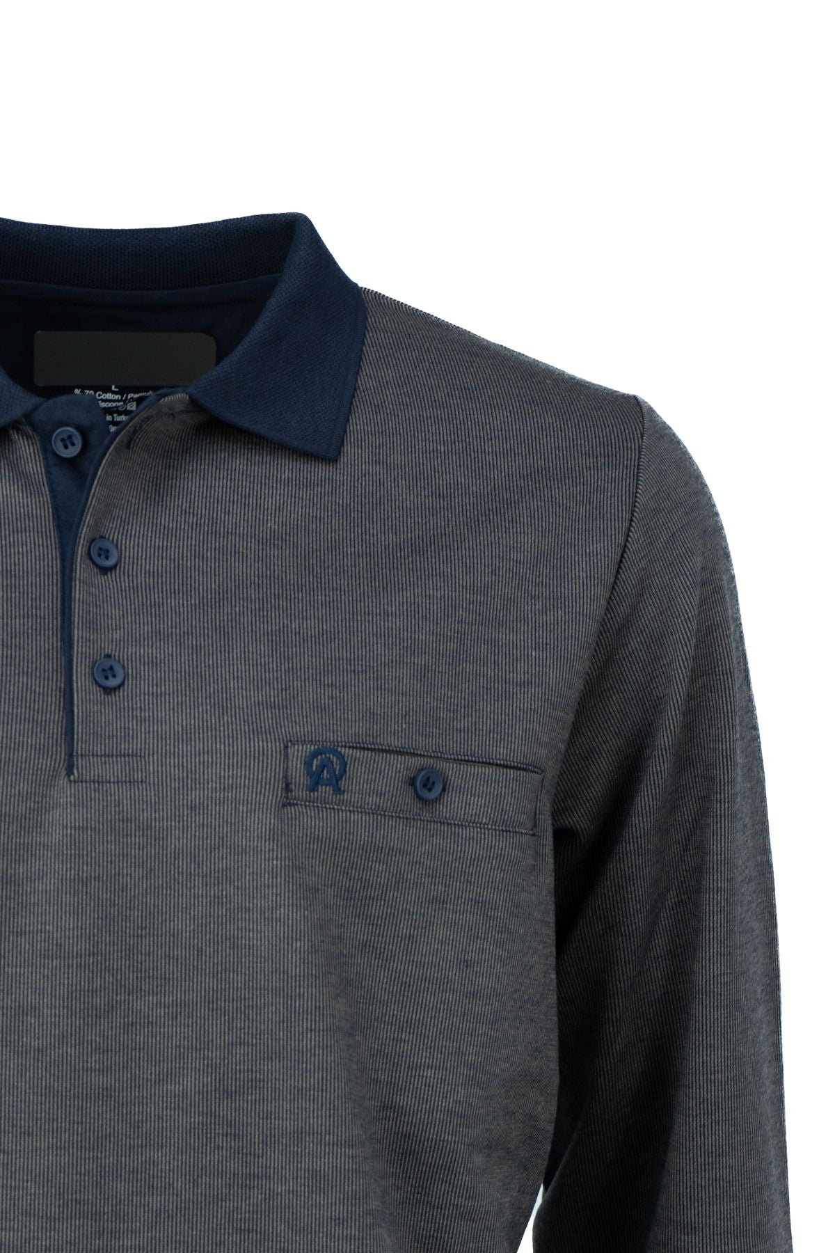 Erkek Mevsimlik Kazak Pamuklu Düğmeli Polo Yaka Cepli Uzun Kollu Han Desenli Rahat Kesim