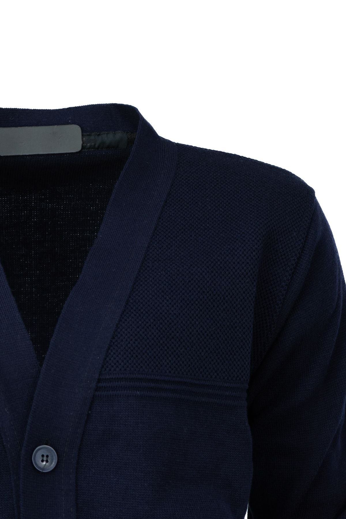 Erkek Kışlık Kalın Pamuklu Örme Triko Hırka Klasik Motifli Düğmeli Çift Cepli Rahat Kesim