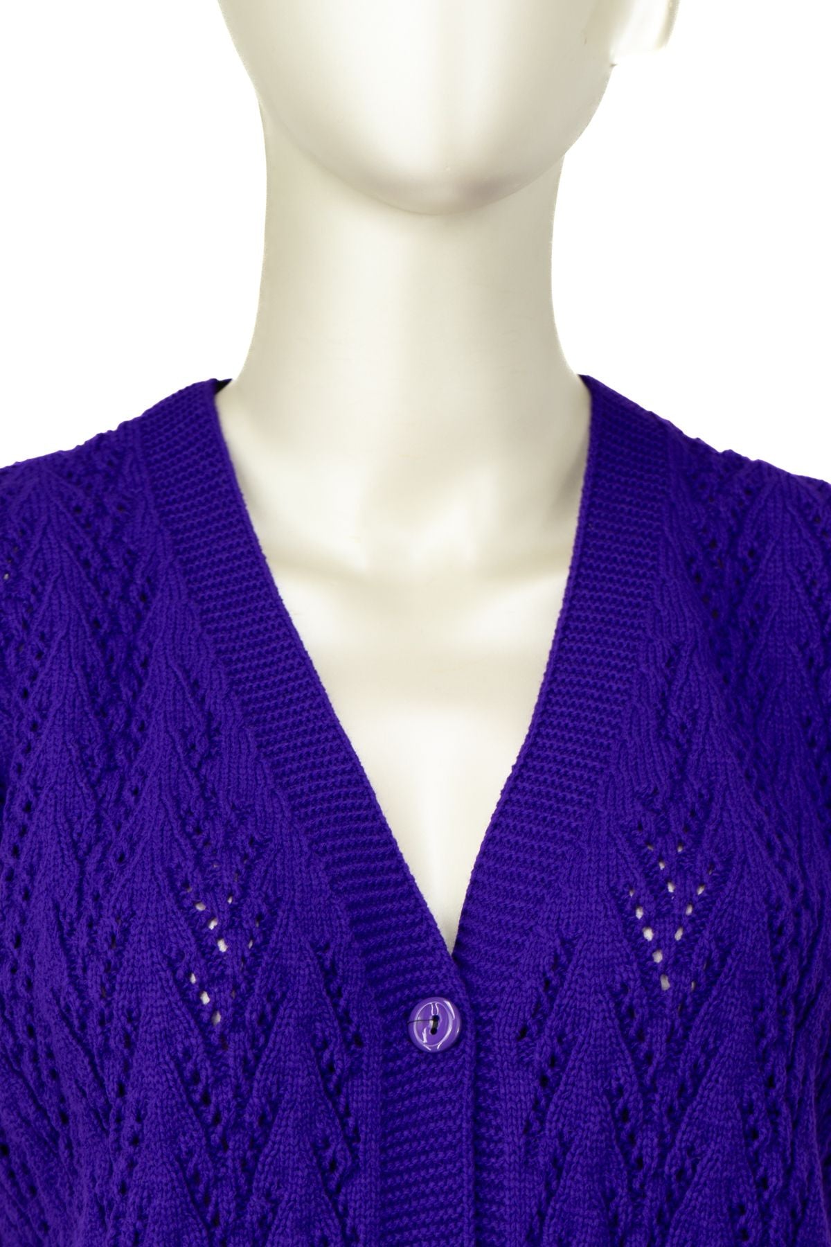 Kadın Kışlık Pamuklu Triko Klasik Örme Anne Yelek Kilim Örgü Model Önden Düğmeli Çift Cepli