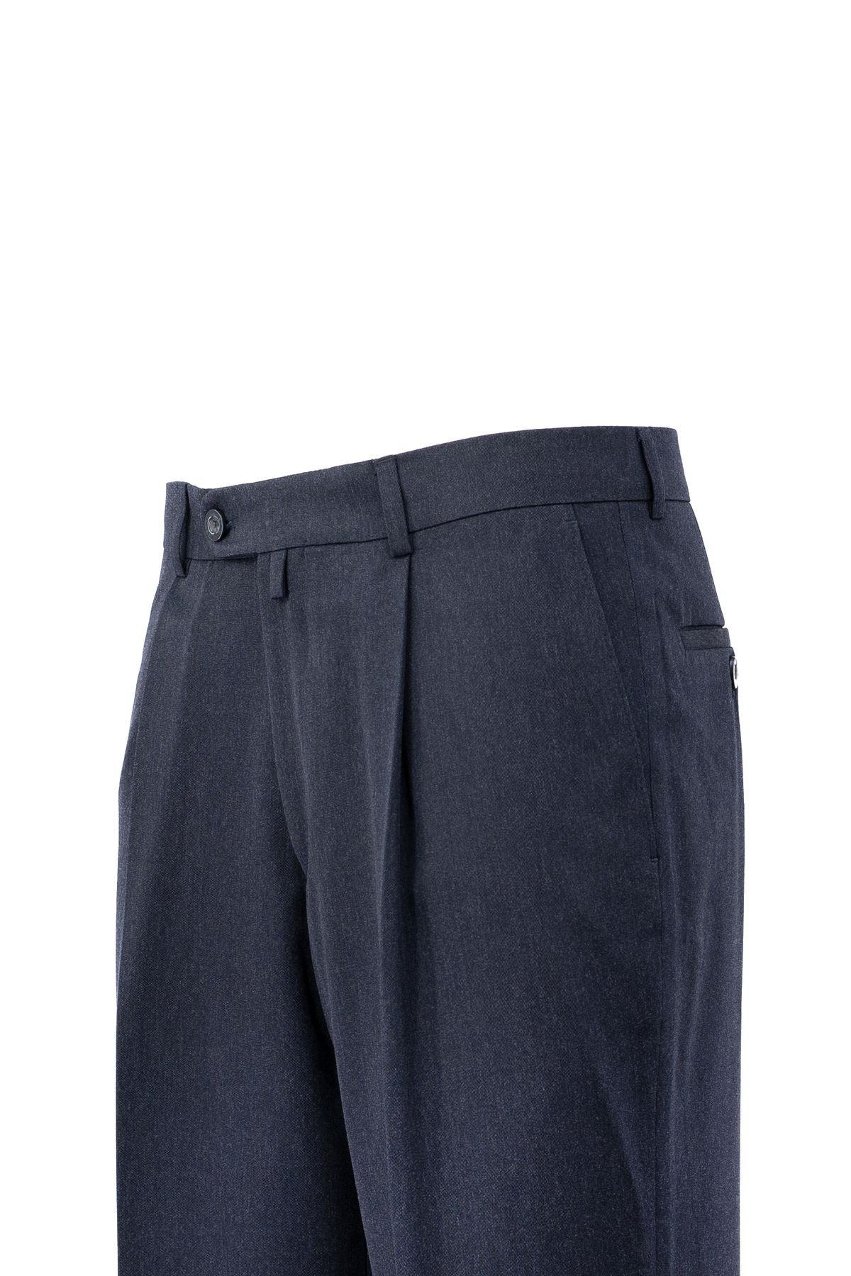 Erkek Mevsimlik Düz Paça Yanlardan Cepli Pilili Rahat Kesim Tam Kalıp Klasik Kumaş Pantolon