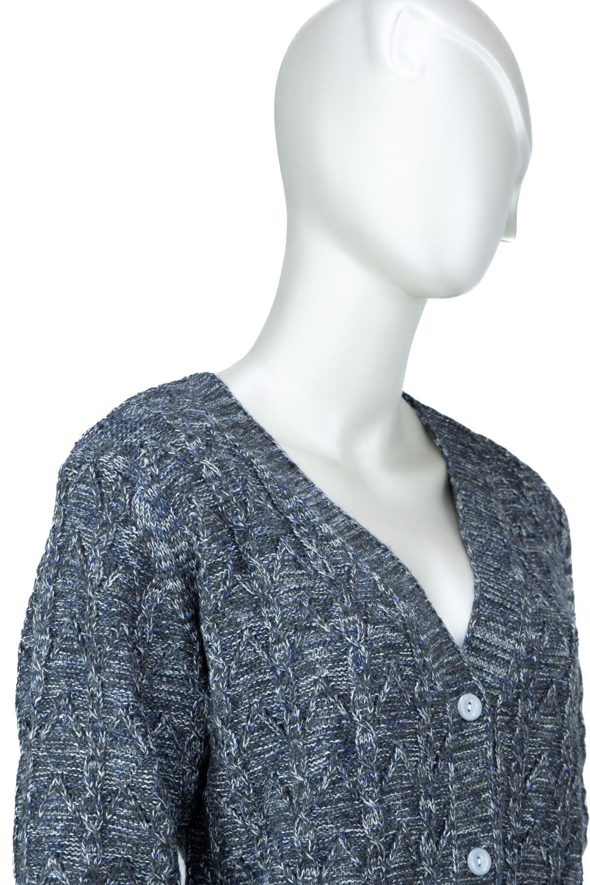 Kadın Kışlık Anne Hırka Pamuklu Triko Begonya Örgü Model Önden Düğmeli Çift Cepli Rahat