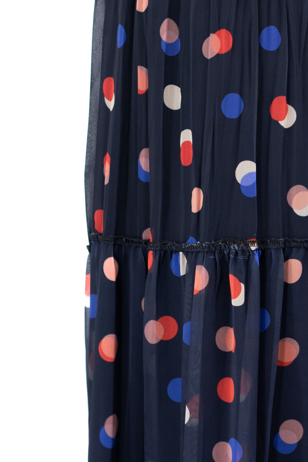 Kadın Premium Astarlı Şifon Etek Puantiye Desenli Beli Lastiklı Rahat Kesim