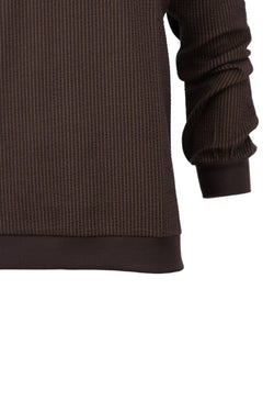Erkek Mevsimlik Doğal Pamuklu Sweatshirt Bisiklet Yaka Çizgili Rahat Kesim Tam Kalıp