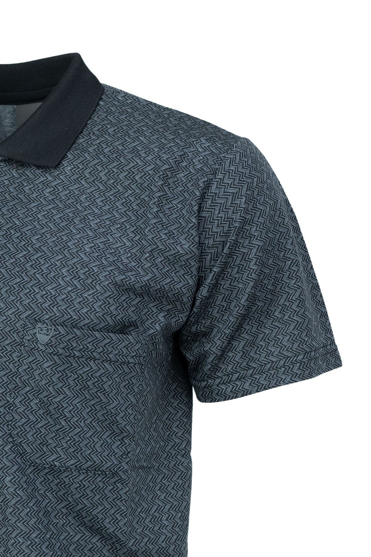 Erkek Polo Yaka Şık Desenli Cepli Kısa Kollu Rahat Tam Kalıp Premium Pamuklu Kumaş T-shirt