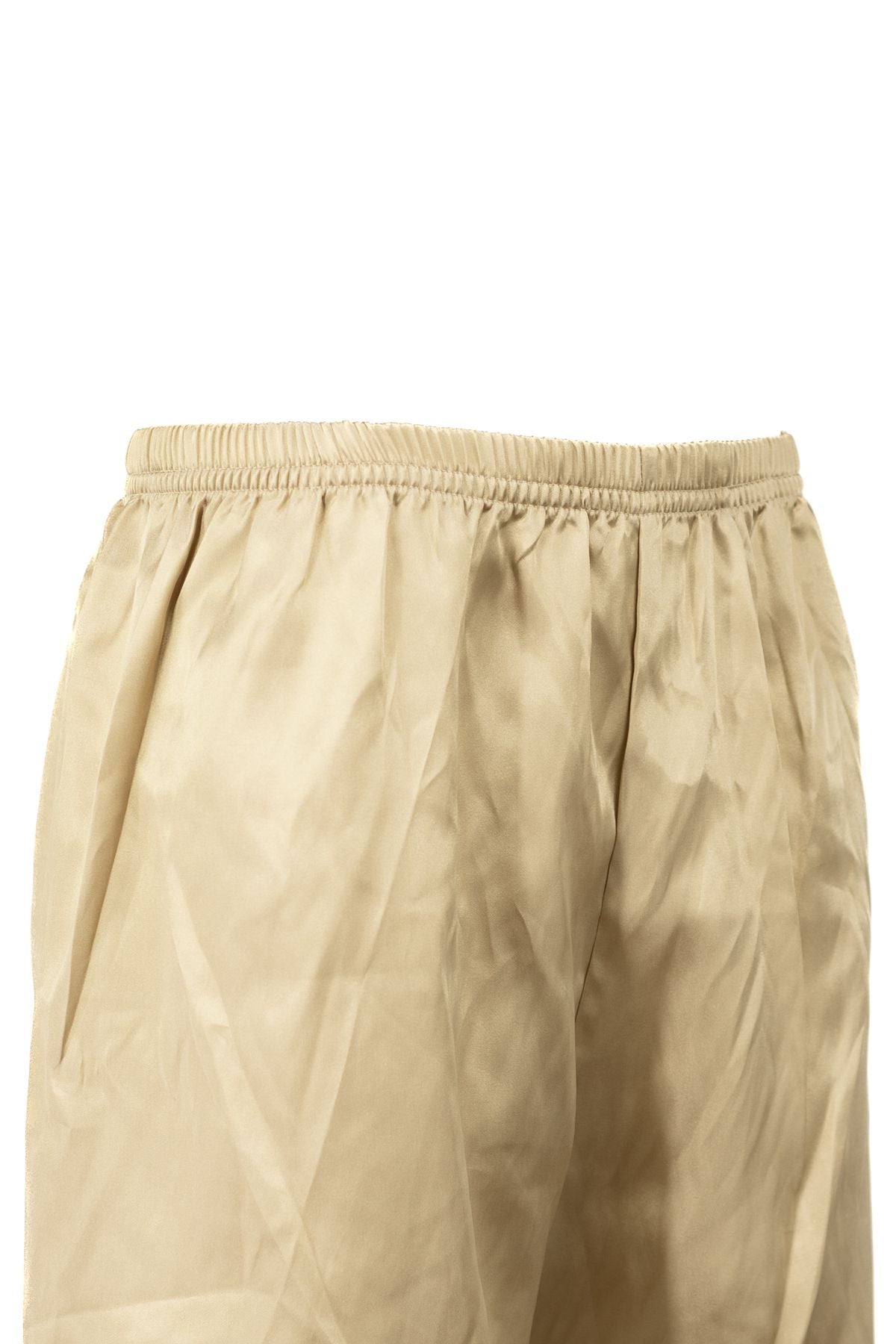 Erkek Saten Kumaş Şort Düz Renk Beli Lastikli Cepsiz Hafif Kumaş