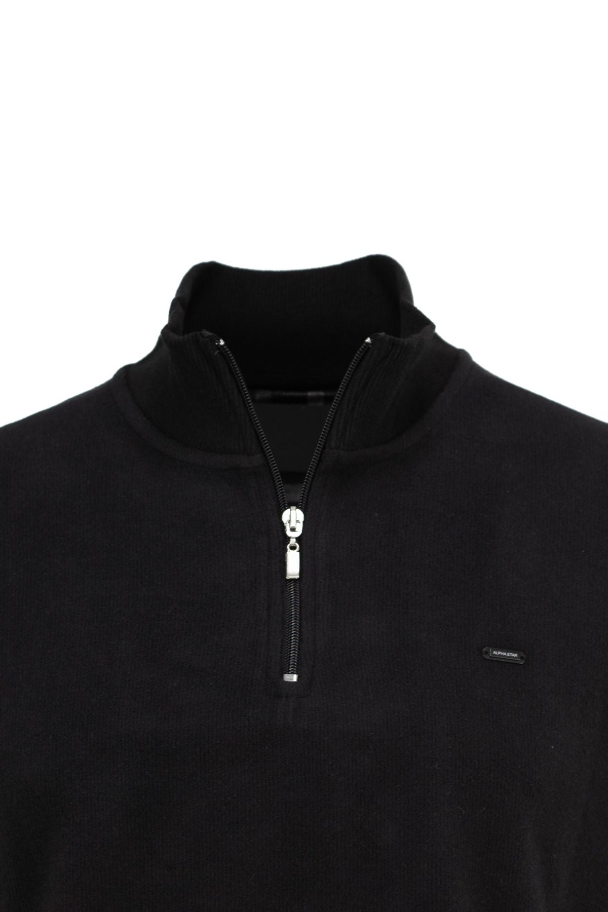 Erkek Kışlık Yarım Fermuarlı Dik yaka Tam Kalıp Likralı Şardonlu Premium Pamuklu Örme Kazak