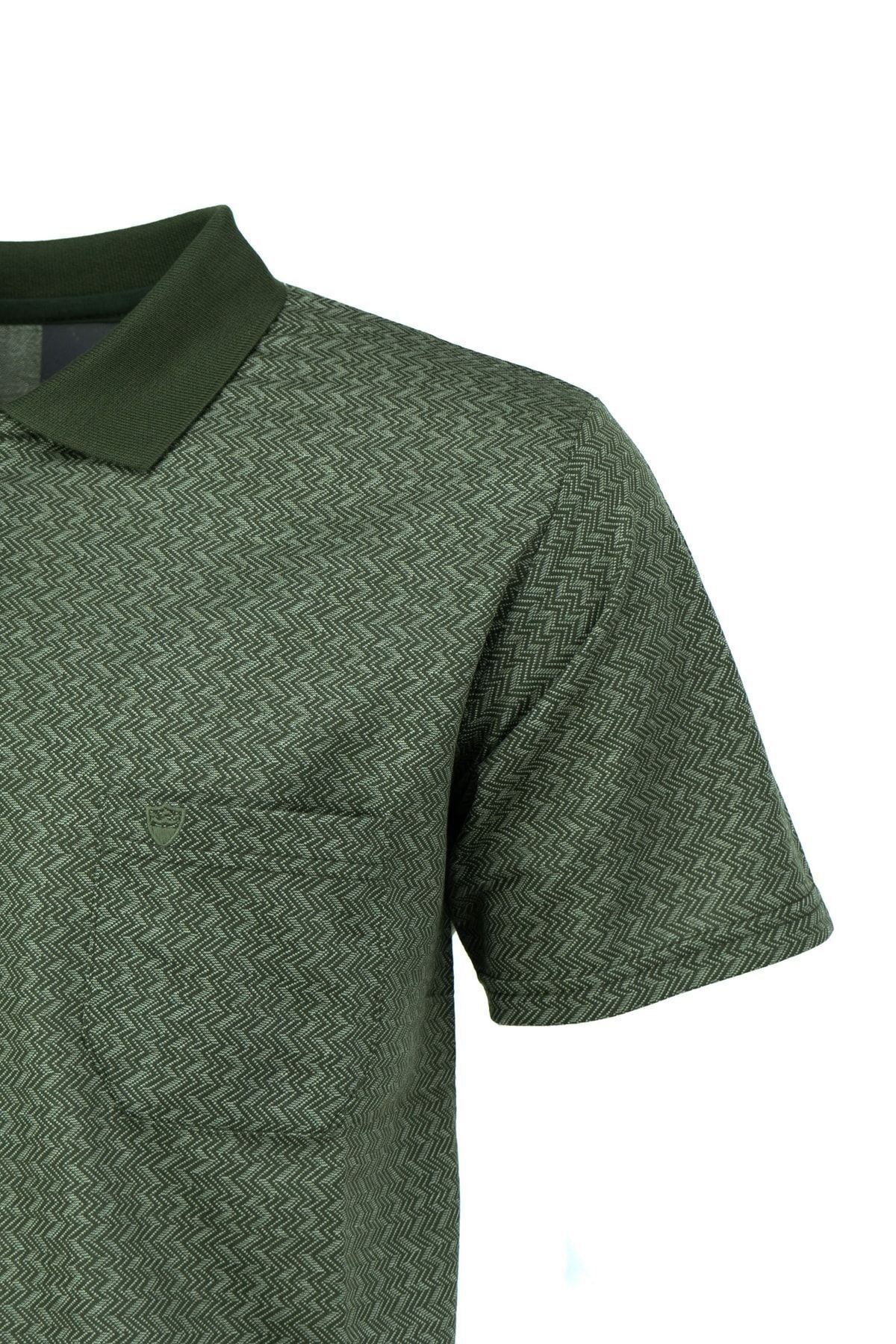 Erkek Polo Yaka Şık Desenli Cepli Kısa Kollu Rahat Tam Kalıp Premium Pamuklu Kumaş T-shirt