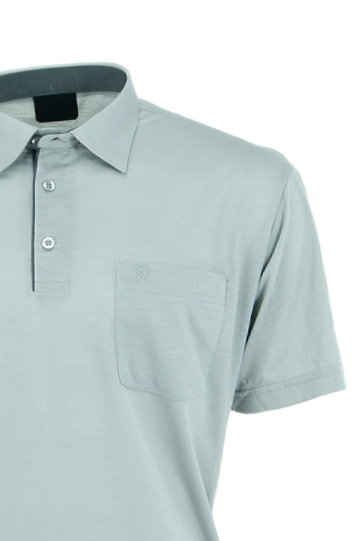 Erkek Cepli Kısa Kollu Düz Renk Normal Kesim Pamuklu Kumaş Gömlek Yaka T-shirt