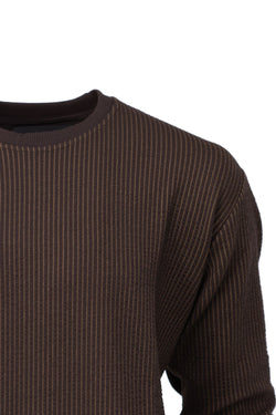 Erkek Mevsimlik Doğal Pamuklu Sweatshirt Bisiklet Yaka Çizgili Rahat Kesim Tam Kalıp