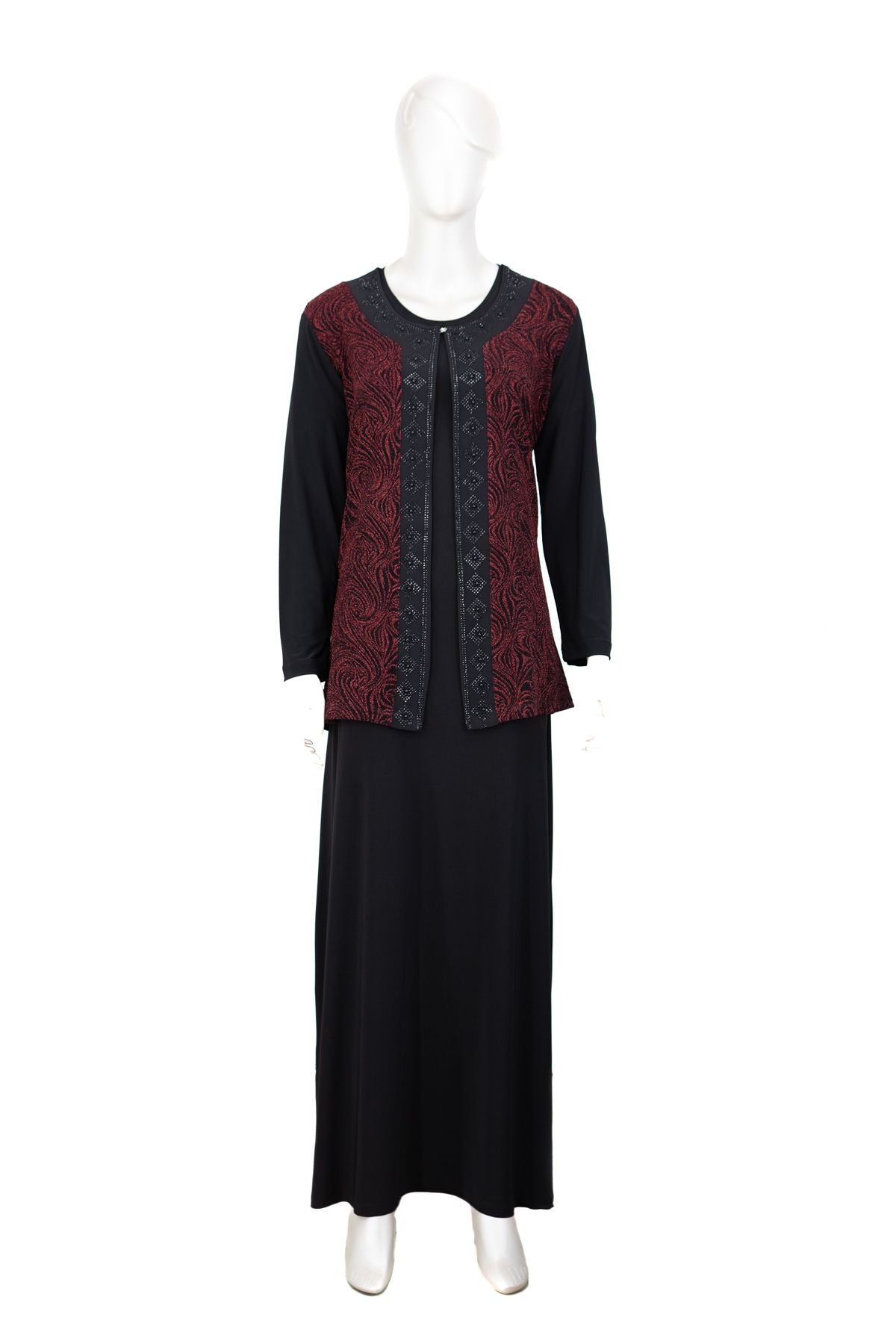 Kadın Sandy Kumaş içli Dışlı Takım Anne Abiye Elbise Şık Simli ve Broşlu Tam Kalıp Likralı