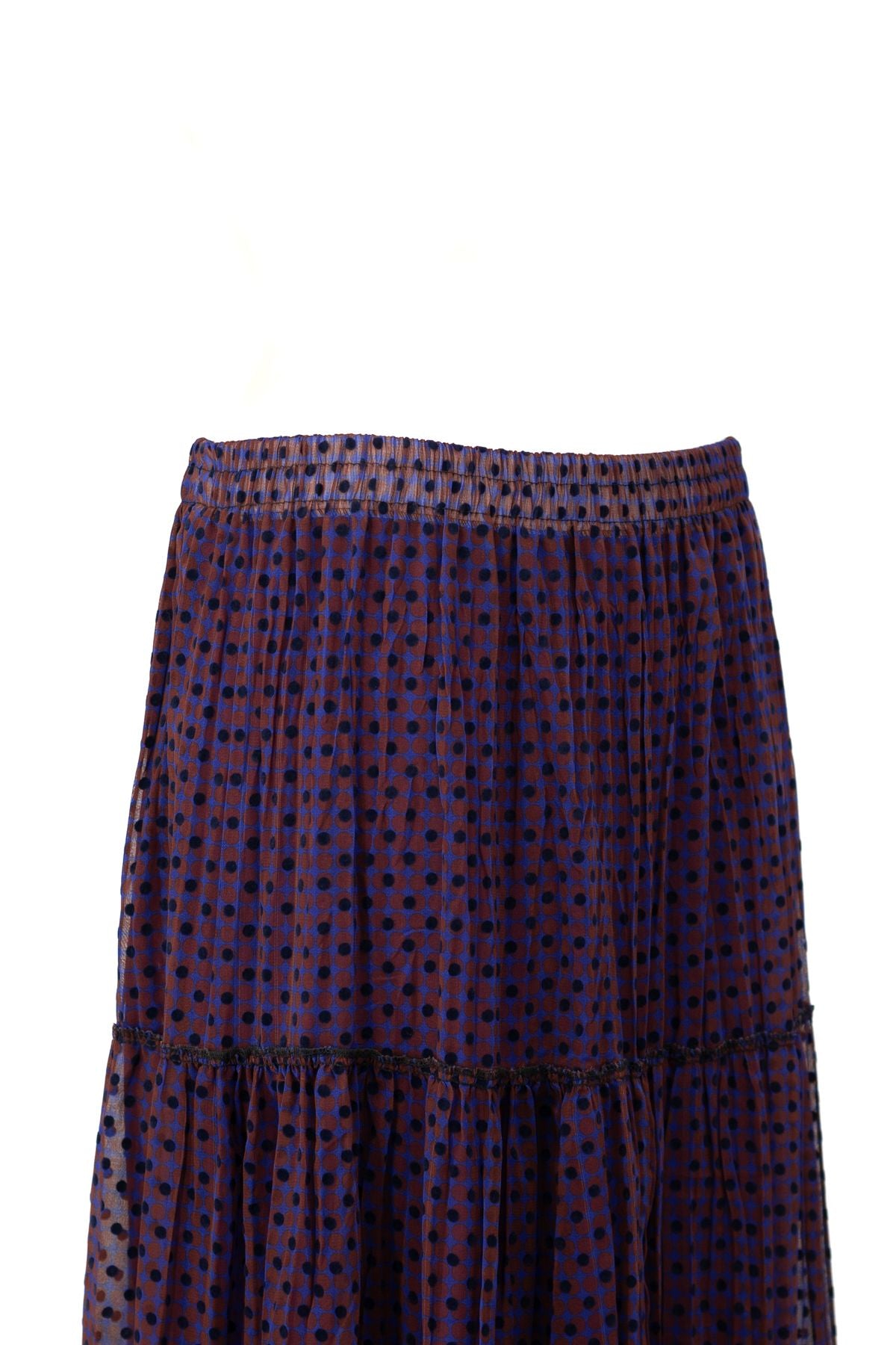 Kadın Astarlı Şifon Etek Manolya Desenli Beli Lastikli Rahat Kesim Parçalı