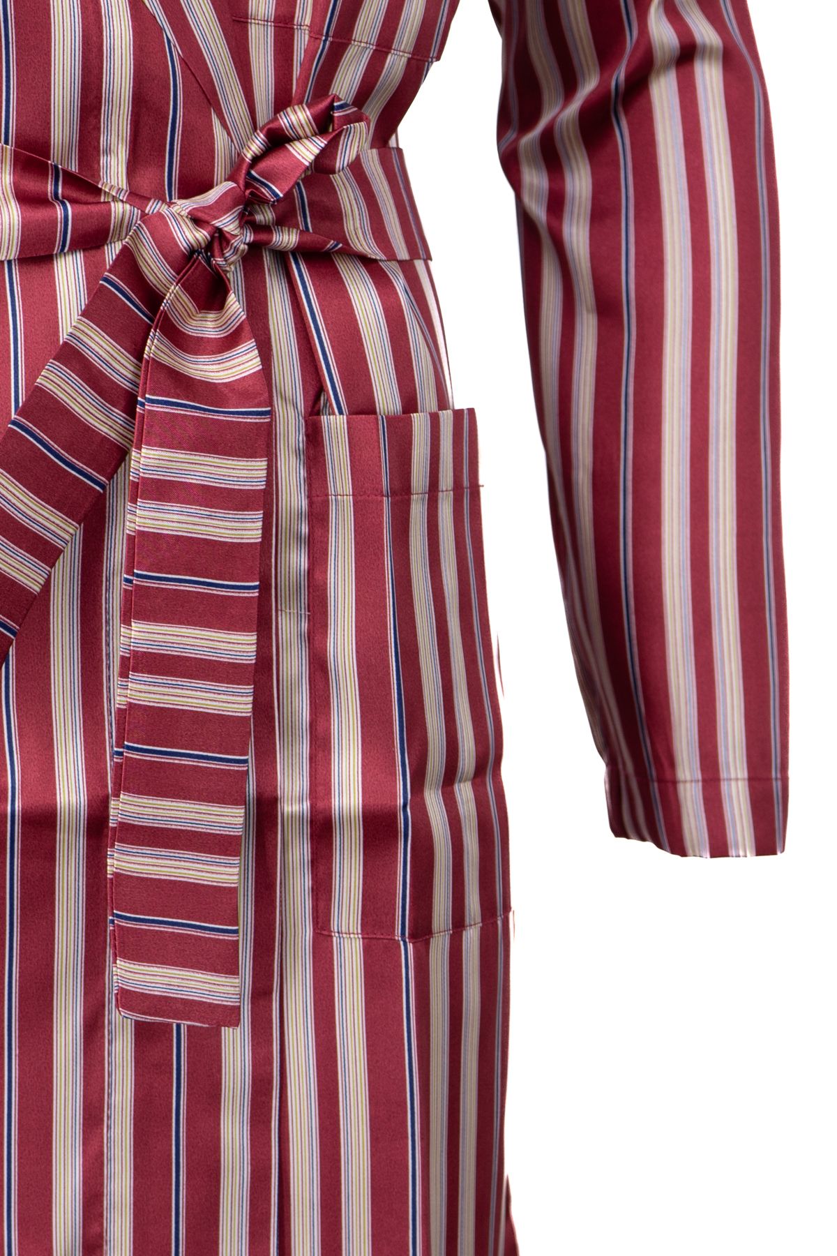 Erkek Klasik Model Röpteşambır Şık Saten Örme Cepli Klasik Rob Beli Kuşaklı Cepli Tam Kalıp