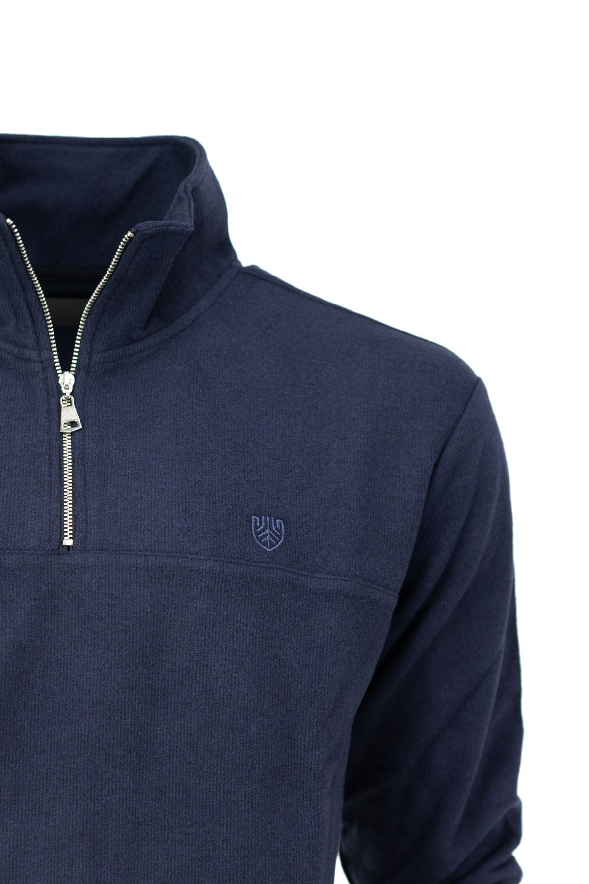 Erkek Kışlık Şardonlu Premium Pamuklu Örme Kazak Yarım Fermuarlı Şık Armalı Rahat Tam Kalıp