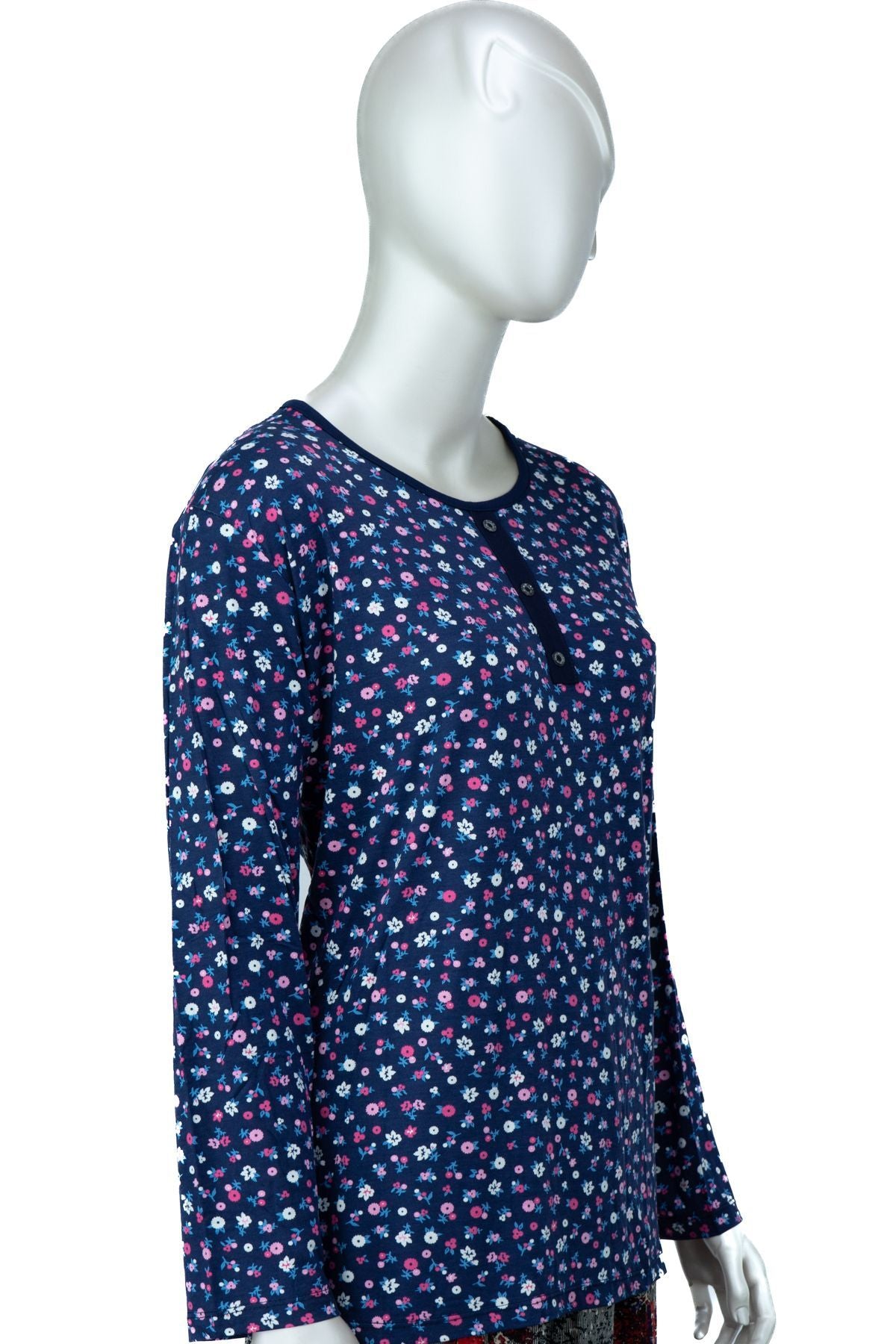 Kadın Anne Bluz Turlu Viskon Penye Kumaş Çiçek Demeti Desenli Likralı Rahat Kesim Tam Kalıp