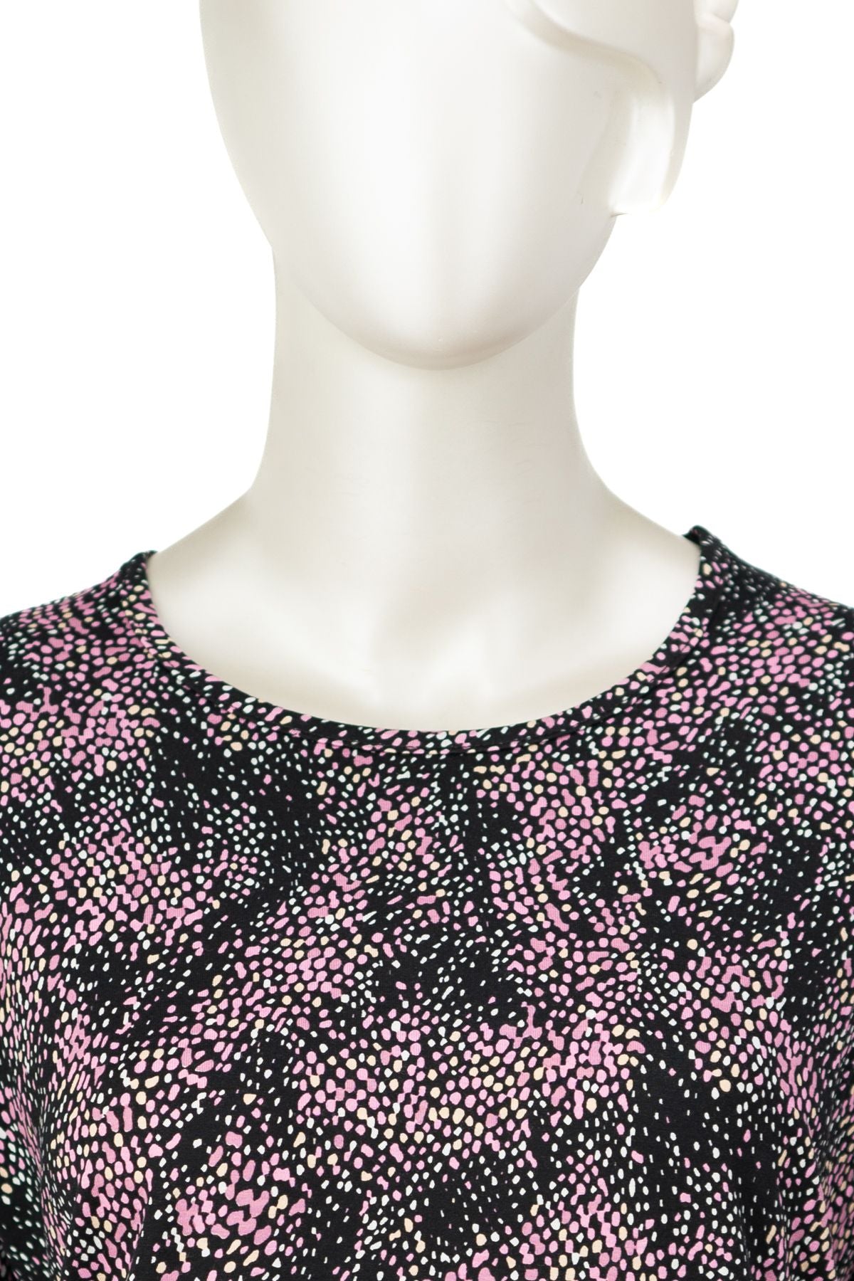 Kadın Turlu Viskon Penye Kumaş Anne Bluz Şık Puantiye Desenli Likralı Yuvarlak Yaka TamKalıp