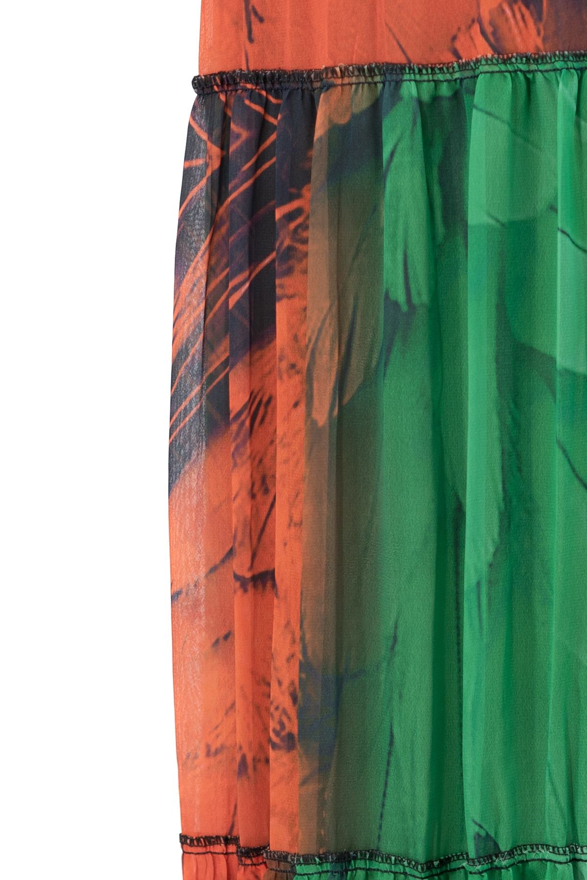 Kadın Premium Astarlı Şifon Etek Çiçek Pastel Desenli Beli Lastiklı Rahat Kesim