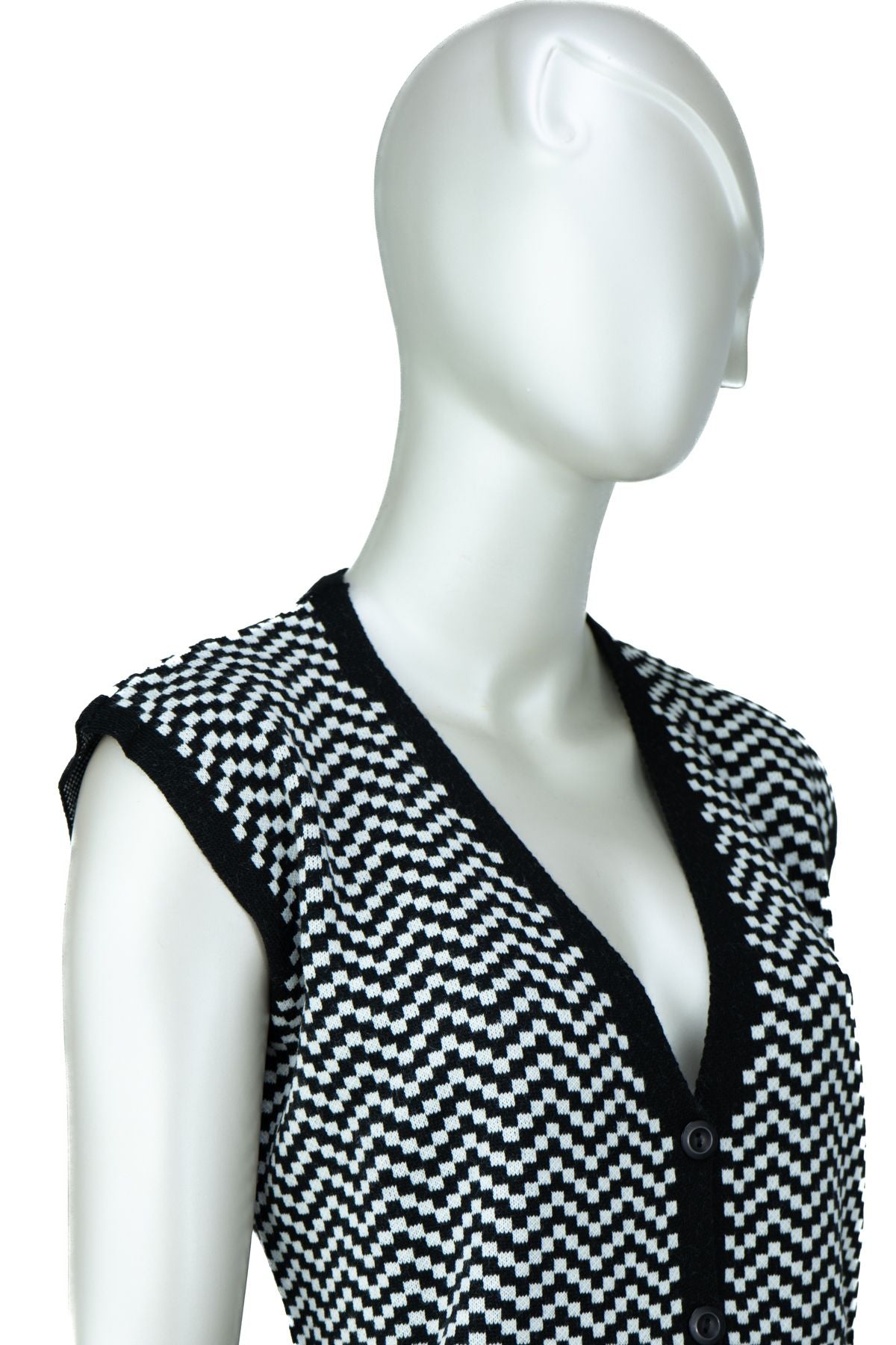 Kadın Kışlık Anne Yelek Pamuklu Triko Örme Klasik Akasya Motifli Önden Düğmeli Çift Cepli