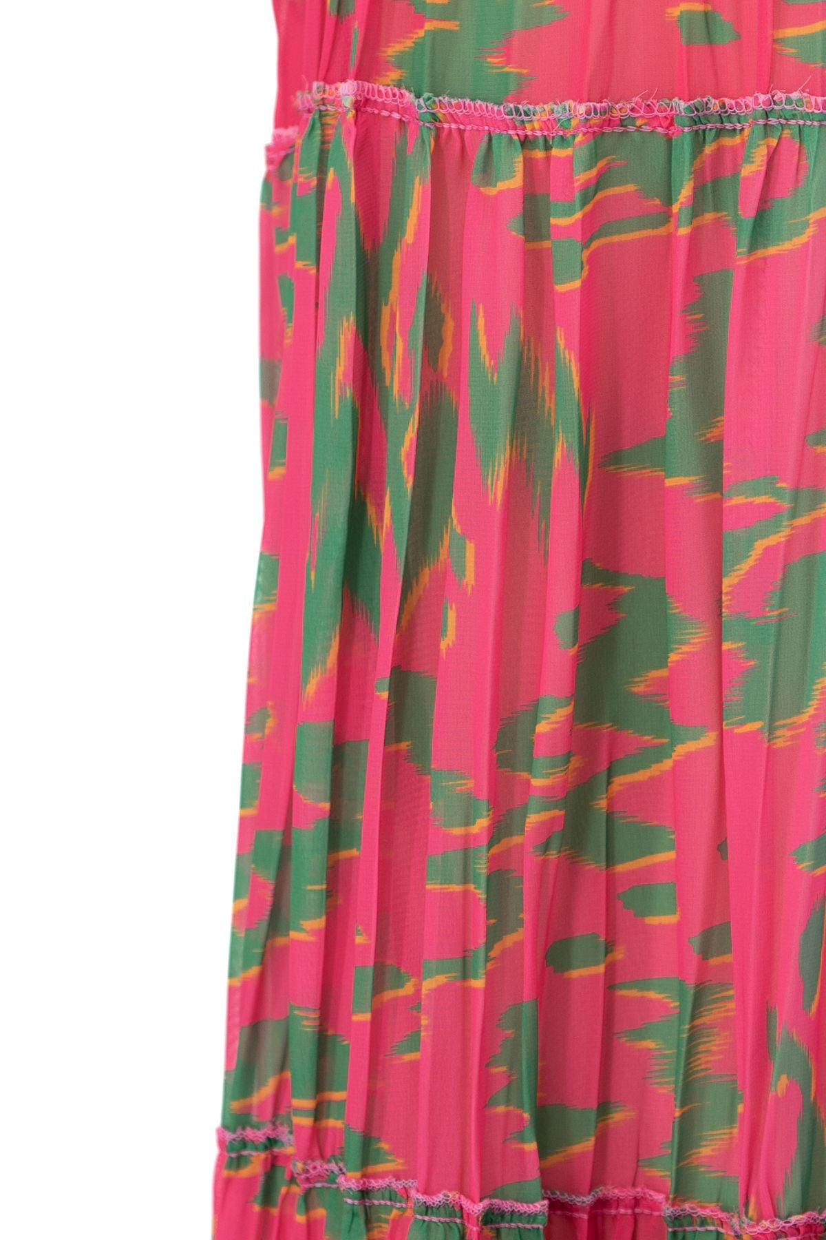 Kadın Premium Astarlı Şifon Etek Modern Çiçek Desenli Beli Lastiklı Rahat Kesim