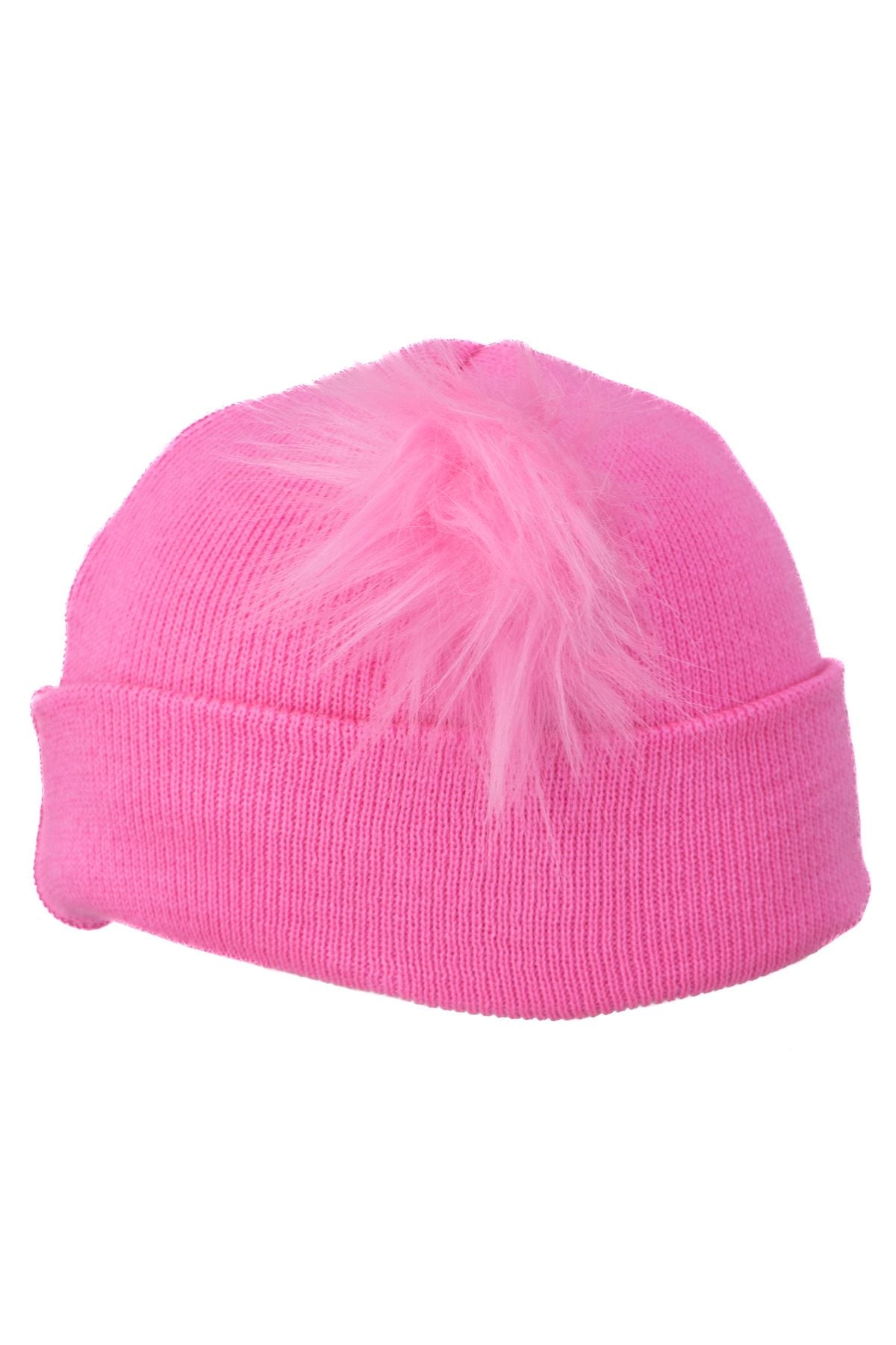 Kız Çocuk Kışlık Kalın Bere Çift Ponpon Model Pamuklu Katlamalı Sıcak Tutar Esnek Rahat