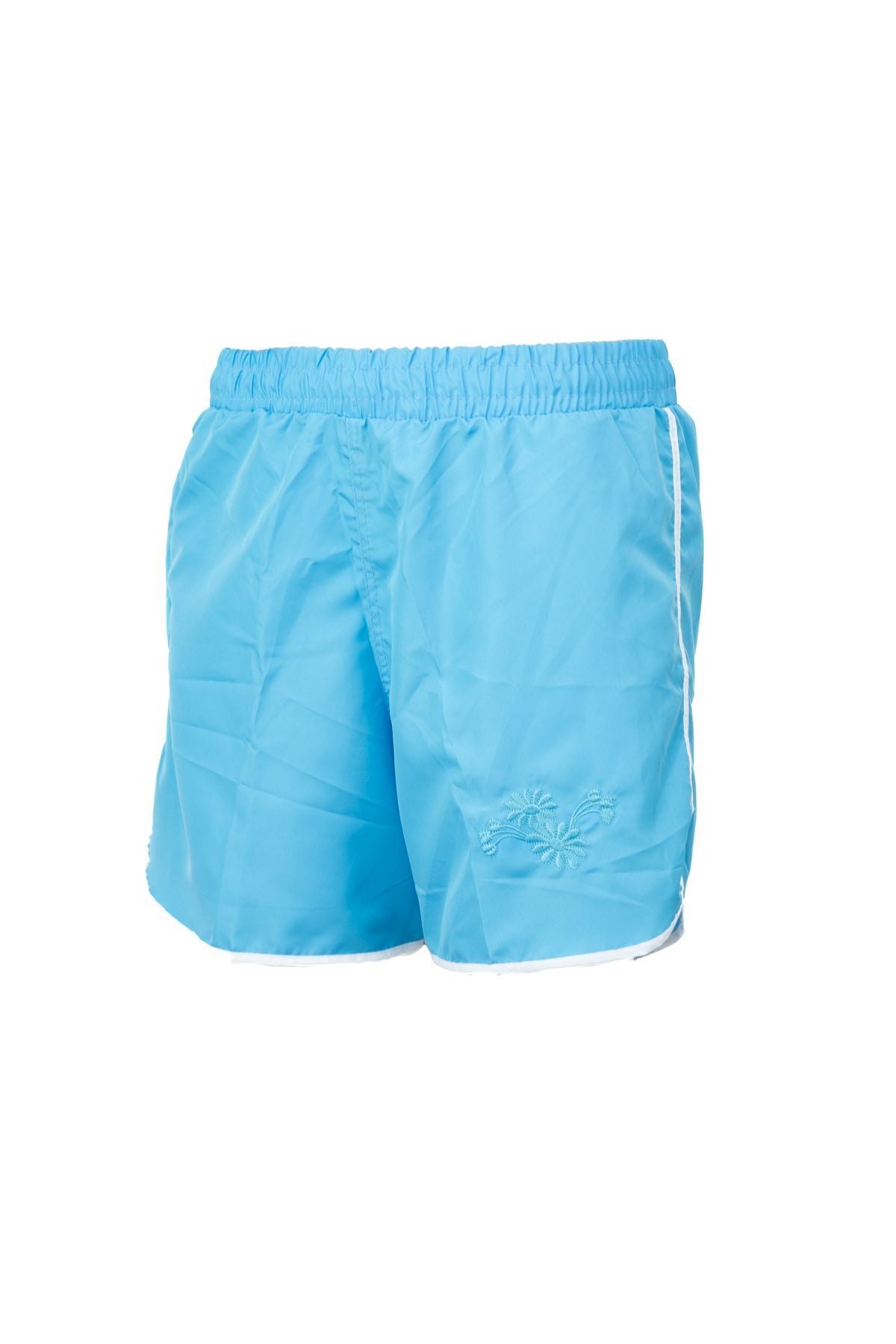 Kadın Deniz Şortu Beli Lastikli ve Bağcıklı Cepli Nakışlı Su Tutmayan Rahat Hafif Kumaş