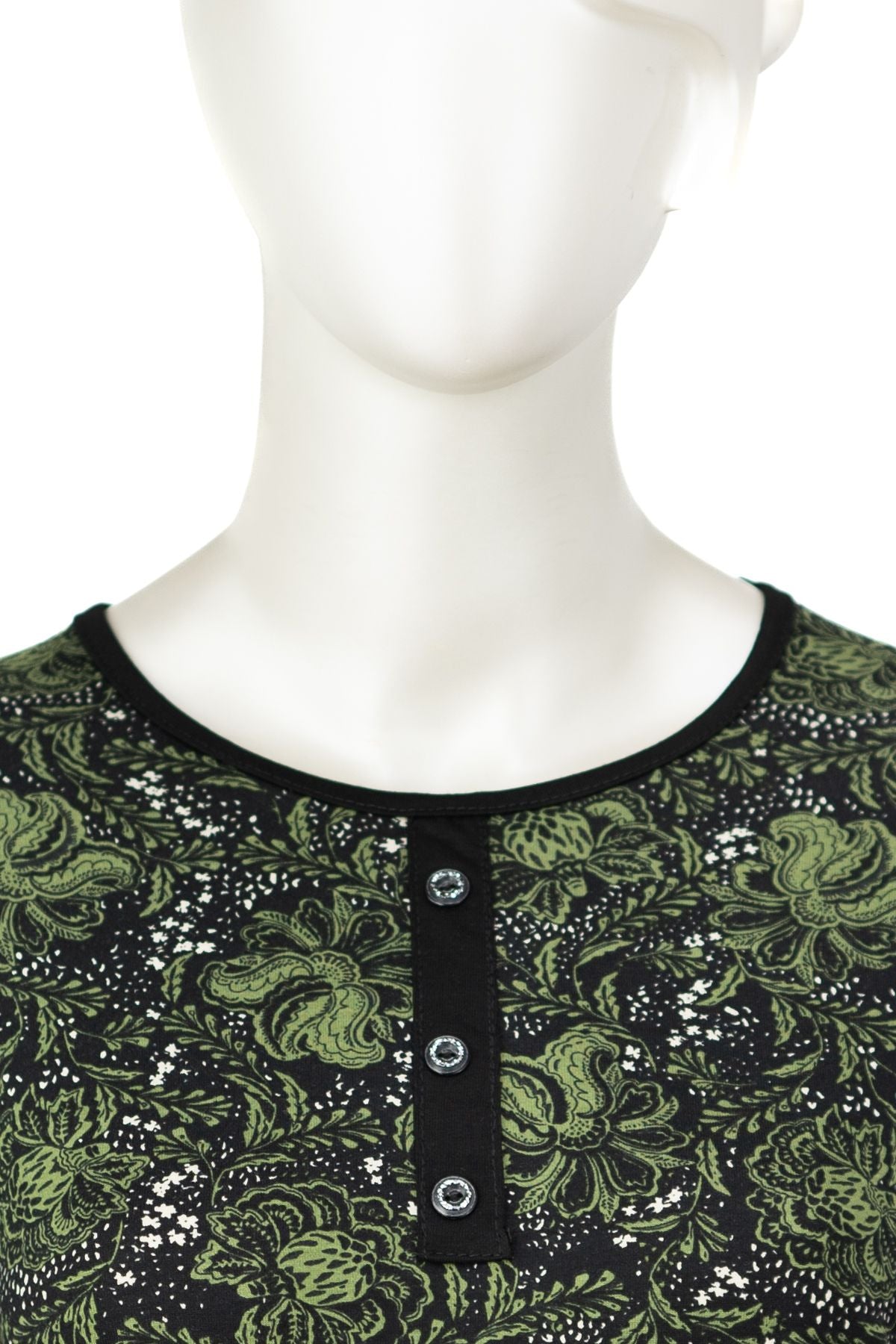 Kadın Turlu Viskon Penye Kumaş Anne Bluz Gül Desenli Likralı Yuvarlak Yaka Tam Kalıp