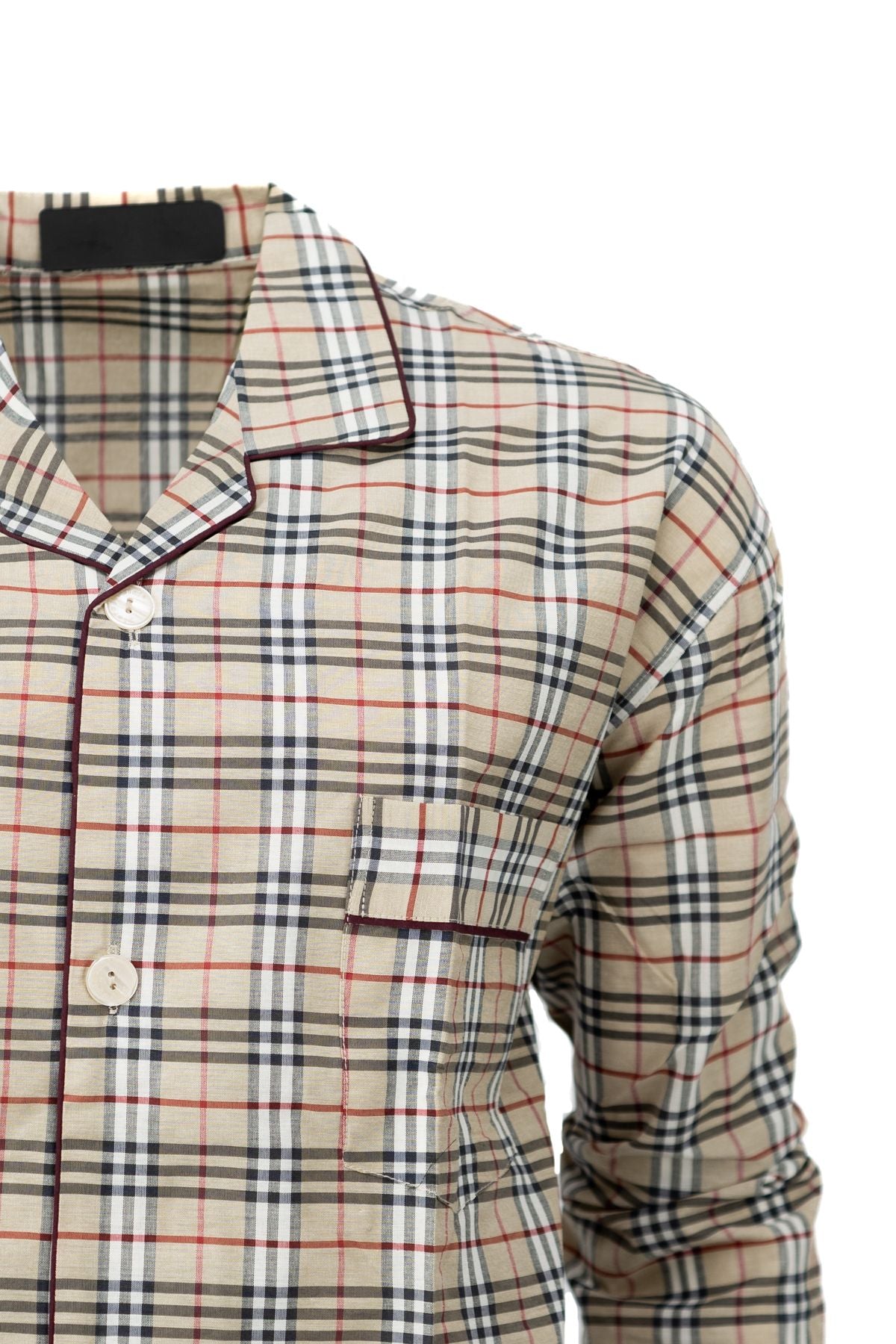 Erkek Klasik Model Pijama Takımı Premium ipeksi Kumaş Gömlek Yaka Desenli Cepli Tam Kalıp