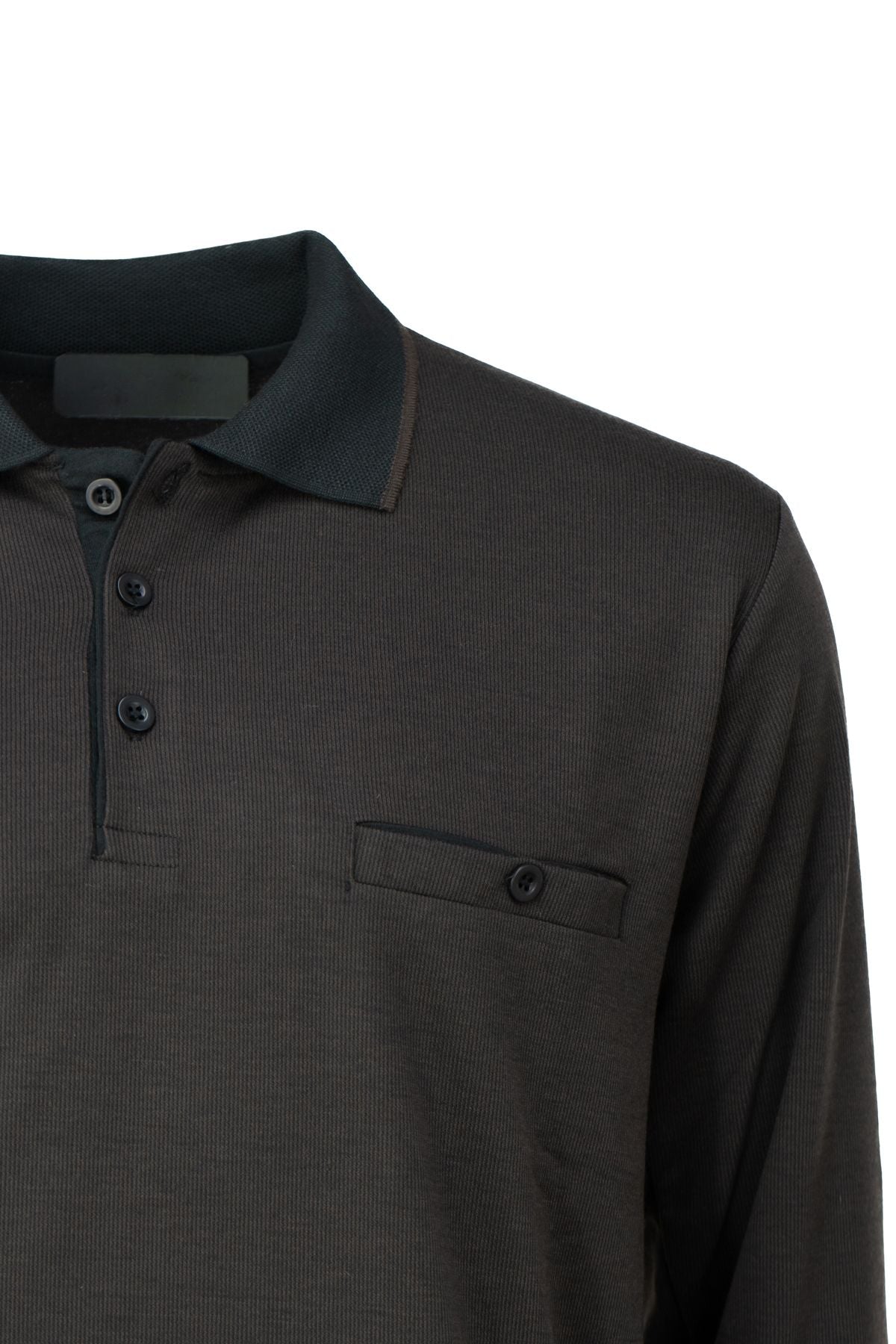 Erkek Kışlık Kazak Pamuklu Dokuma Düğmeli Polo Yaka Cepli Uzun Kollu Tarih Desenli Rahat